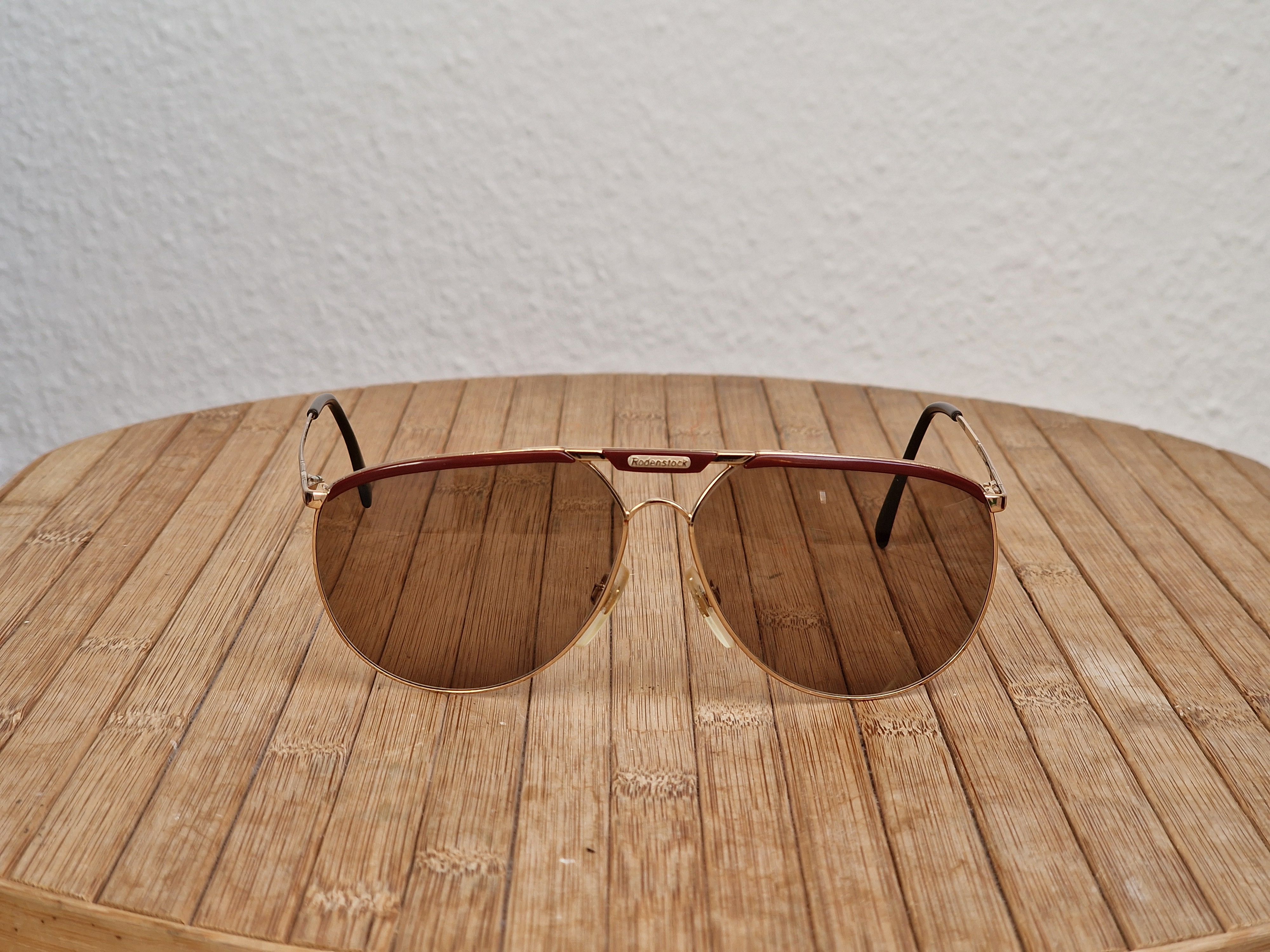 Vintage RODENSTOCK AVIATOR Sunglasses REMO GOLD \ BROWN Lensess USED Size ONE SIZE - 3 Thumbnail