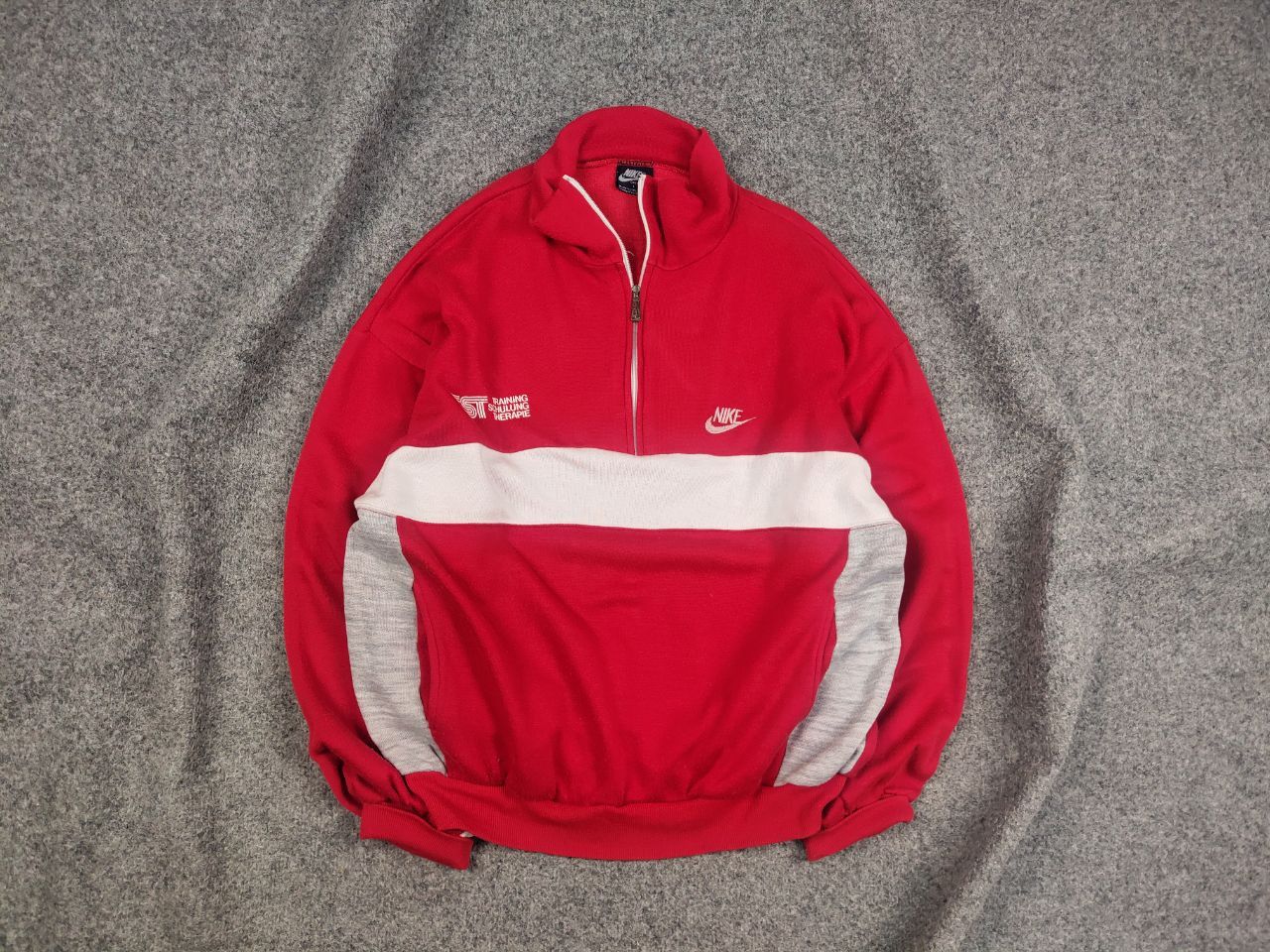 Nike Vintage 80's NIke Oregon USA TST Red Pullover Zip Sweatshirt Size US L / EU 52-54 / 3 - 1 Thumbnail