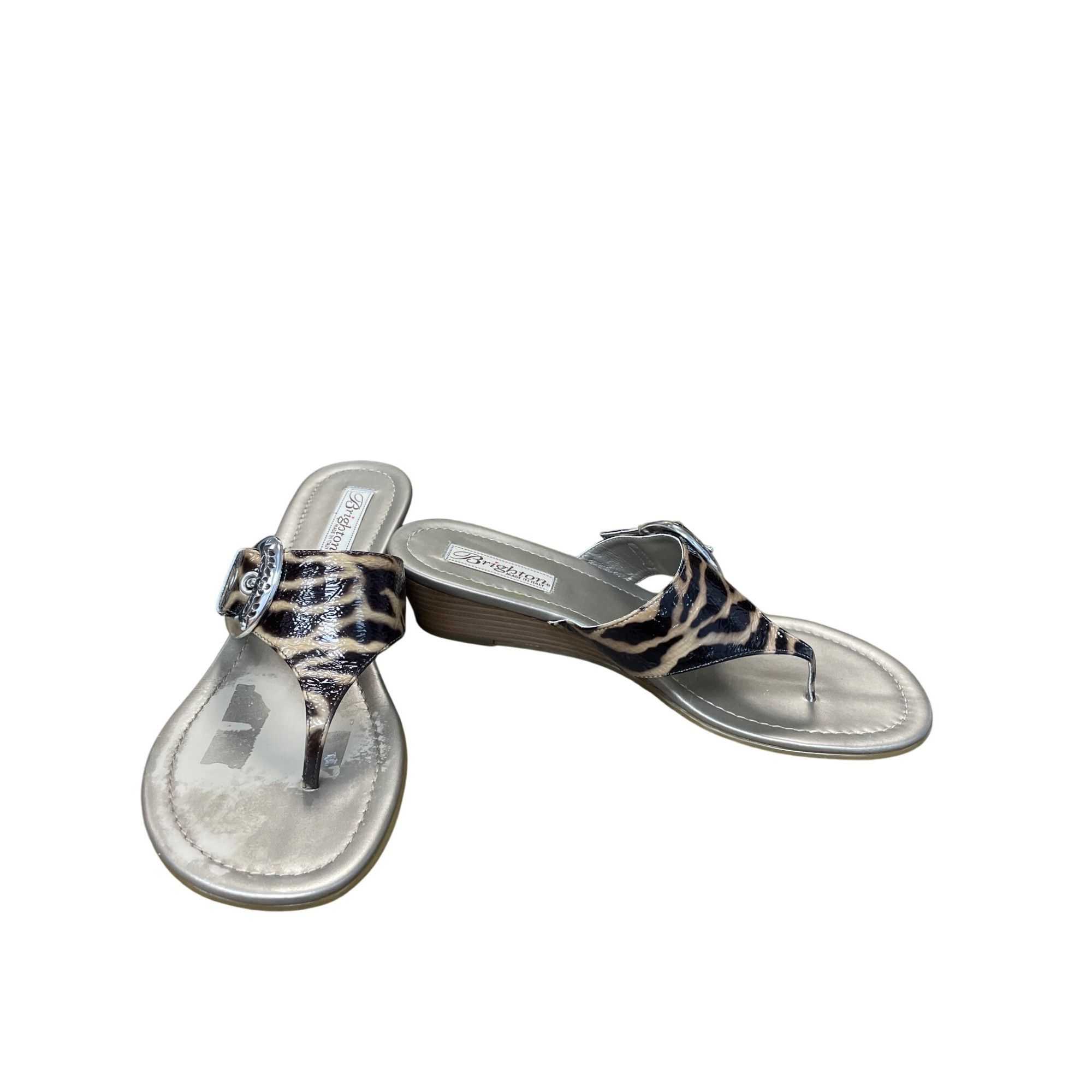 Brighton Brighton Womens Zebra Print Patent Leather Thong Sandals SZ Size US 8.5 / IT 38.5 - 1 Thumbnail