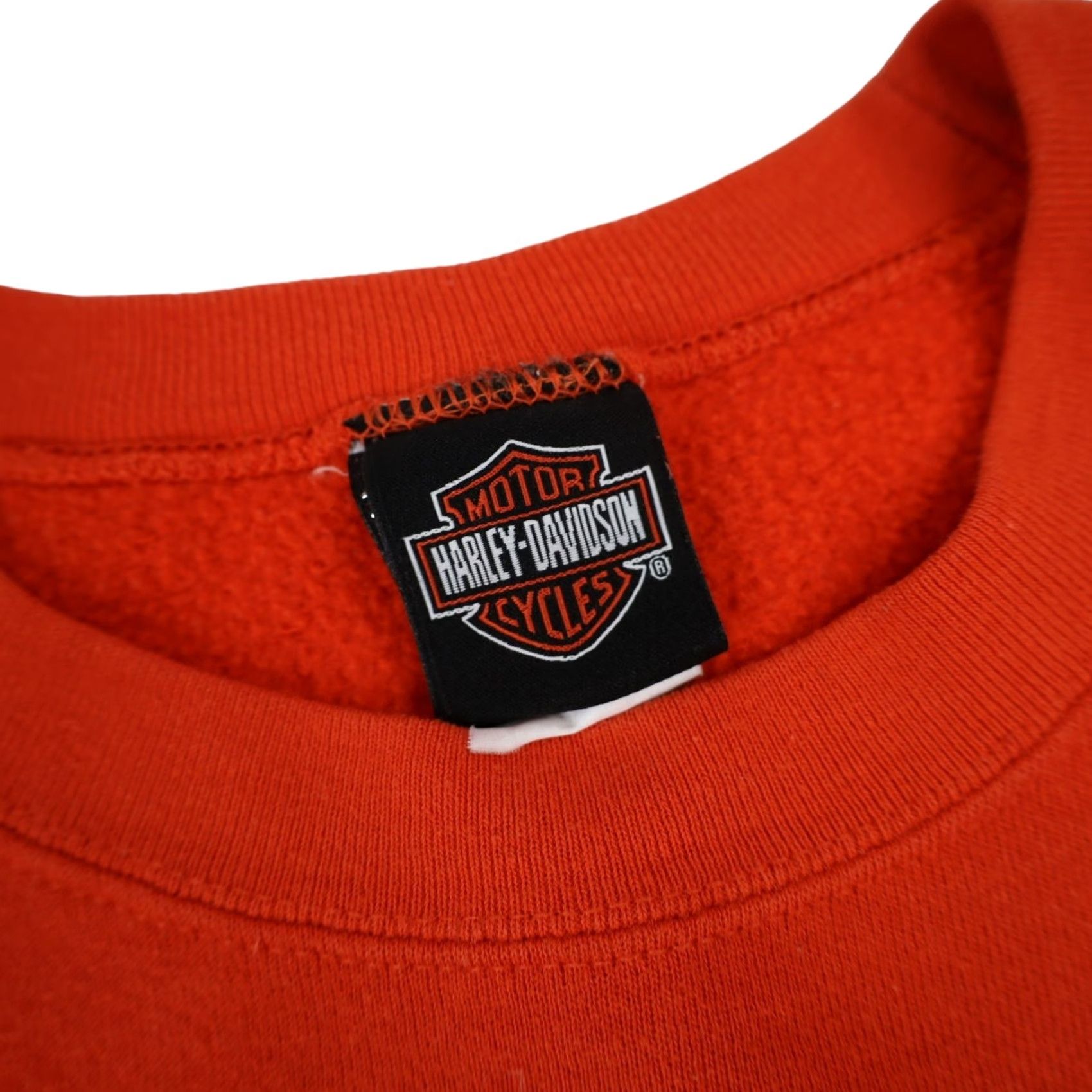 Harley Davidson VINTAGE Harley Davidson Mens XL Embossed Spellout Sweatshirt Orange Size US XL / EU 56 / 4 - 5 Thumbnail