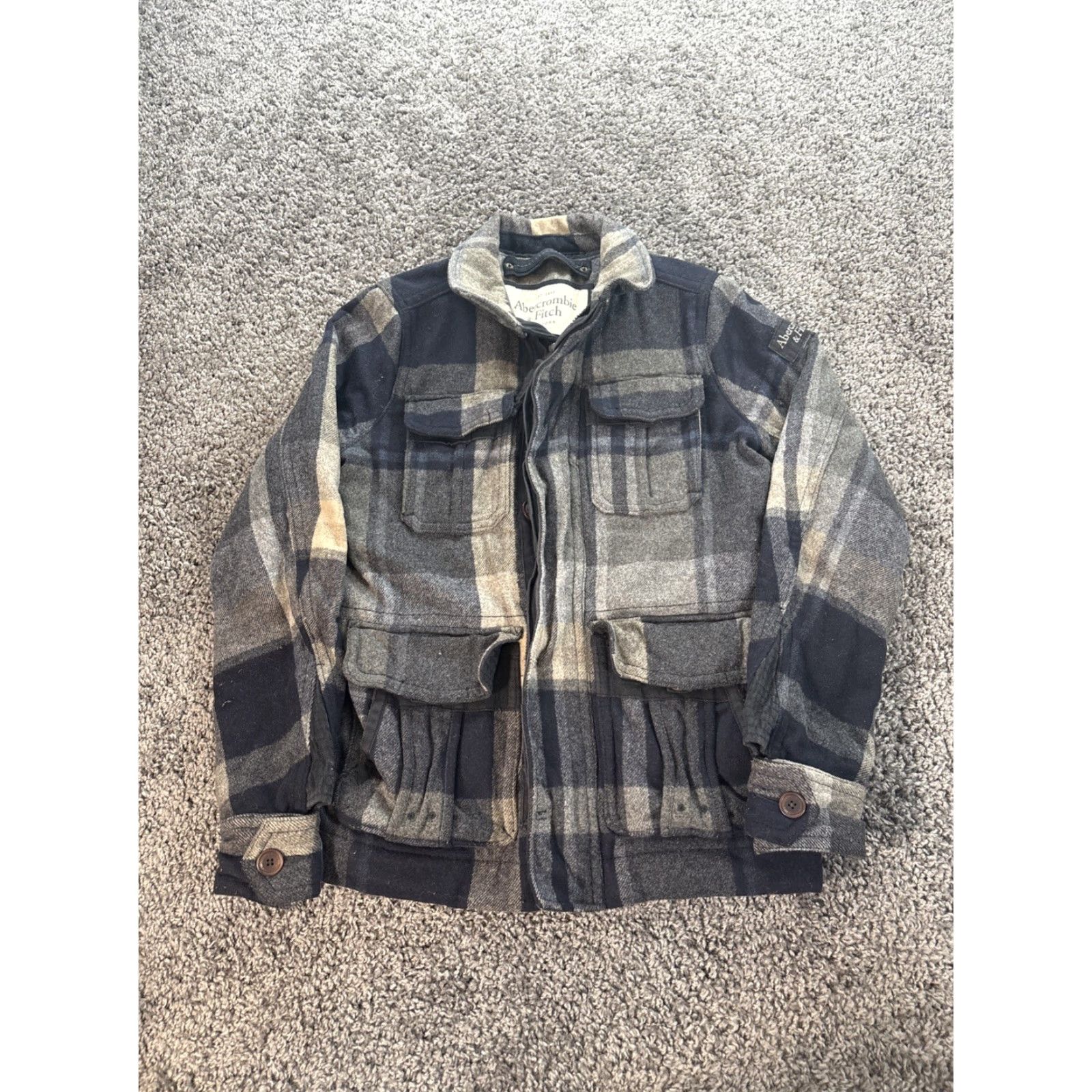 Abercrombie & Fitch Abercrombie & Fitch Men's Wool Plaid Upper Hudson Jacket S Multicolor Lined Zipper Button Regular Jacket Size US S / EU 44-46 / 1 - 2 Thumbnail