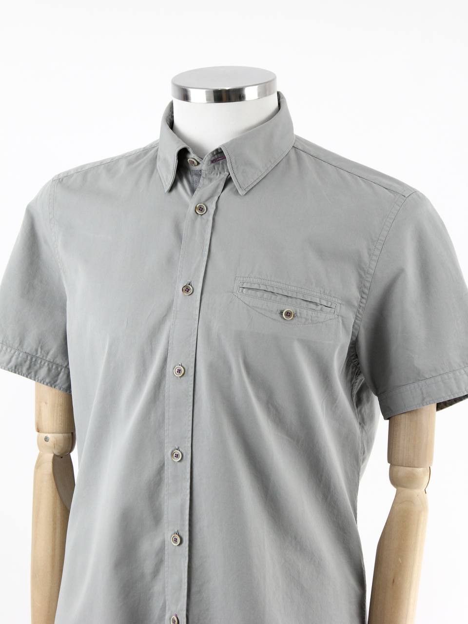 Ted Baker TED BAKER Grey cotton shirt with short sleeves Size US M / EU 48-50 / 2 - 4 Thumbnail