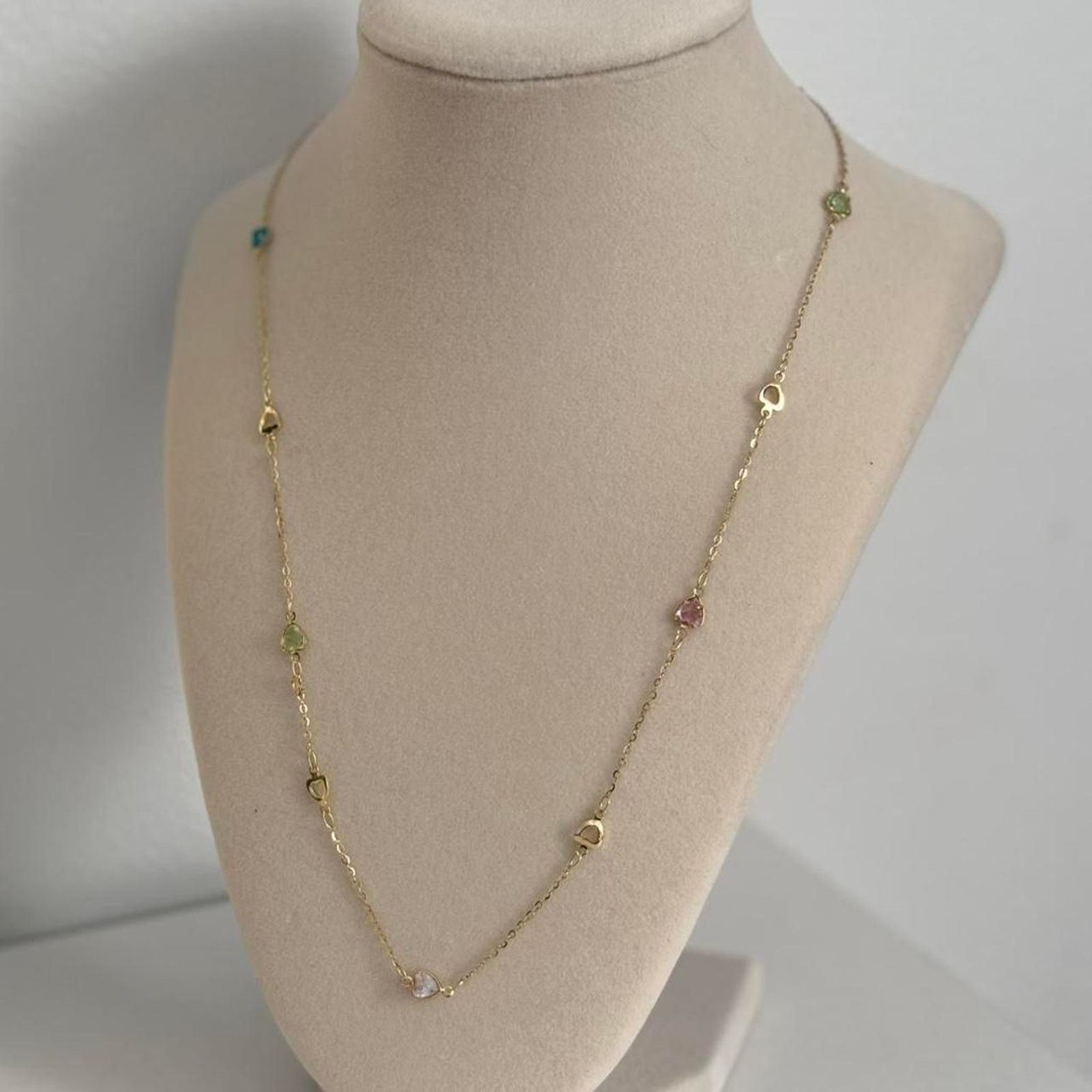 Other Gold Multicoloured Gemstone Necklace Elegant Colorful Size ONE SIZE - 1 Thumbnail