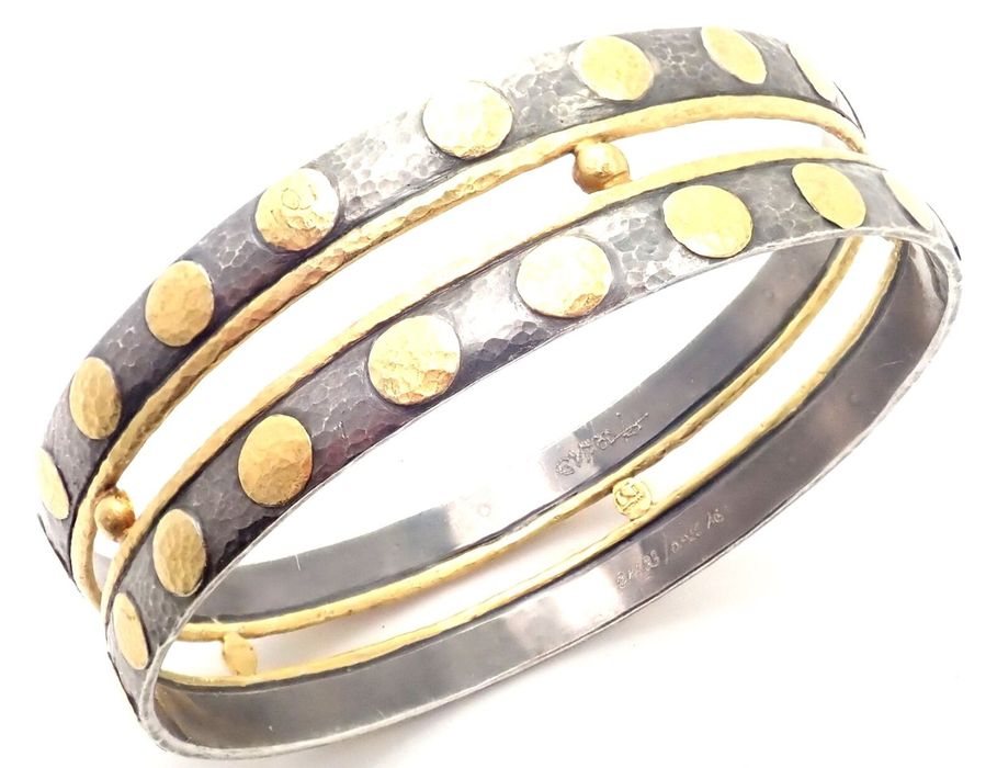 Deepa Gurnani 24k Yellow Gold Sterling Silver Bangle Bracelet Paper ...