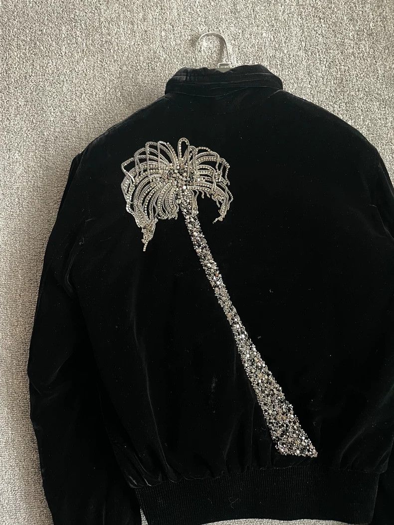 Saint Laurent Paris Saint Laurent Paris 17 FW coconut rhinestone velvet jacket Size S / US 4 / IT 40 - 3 Thumbnail