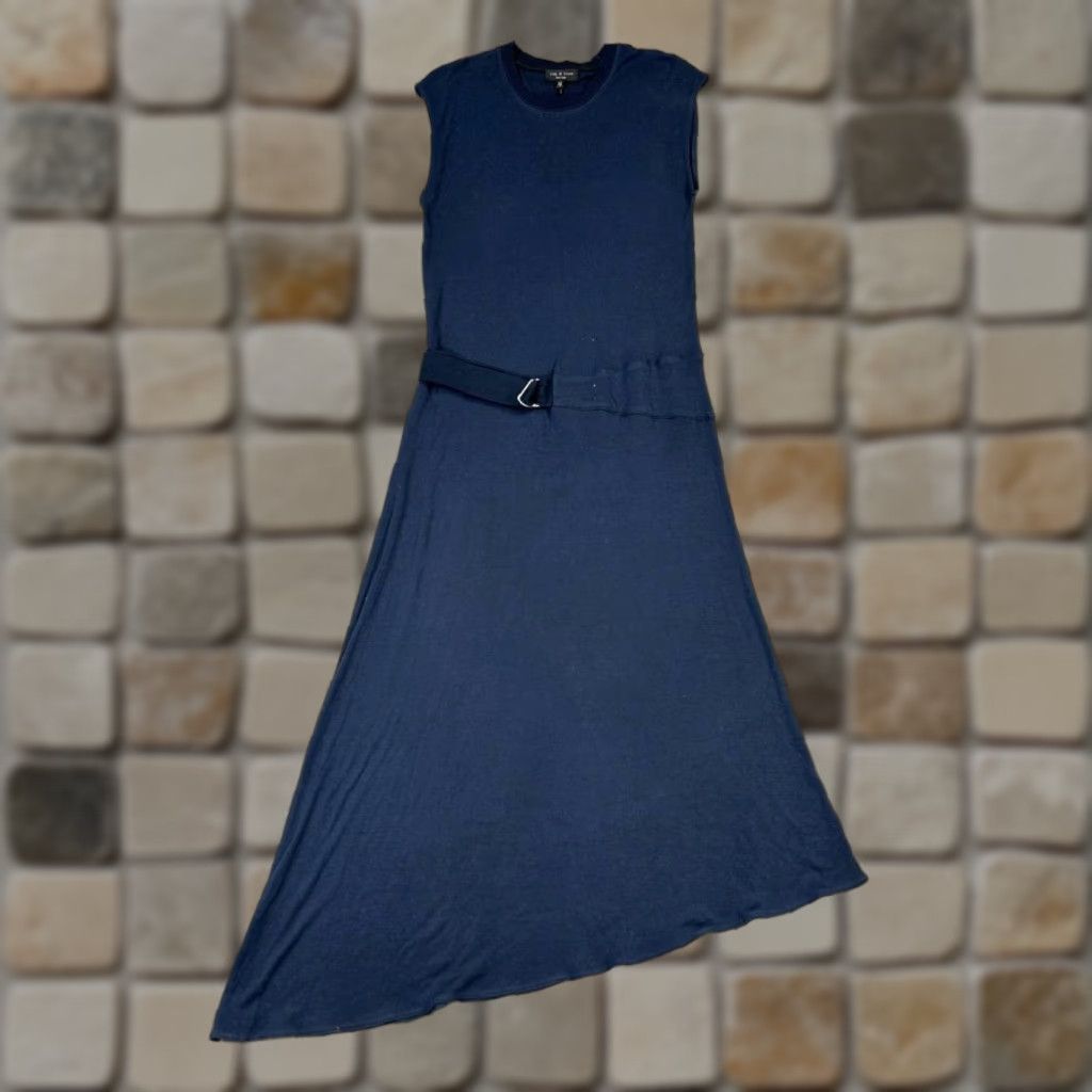 Rag & Bone RAG & BONE Midi Dress Womens XS Blue Belted Blouson Knit Size XS / US 0-2 / IT 36-38 - 1 Thumbnail