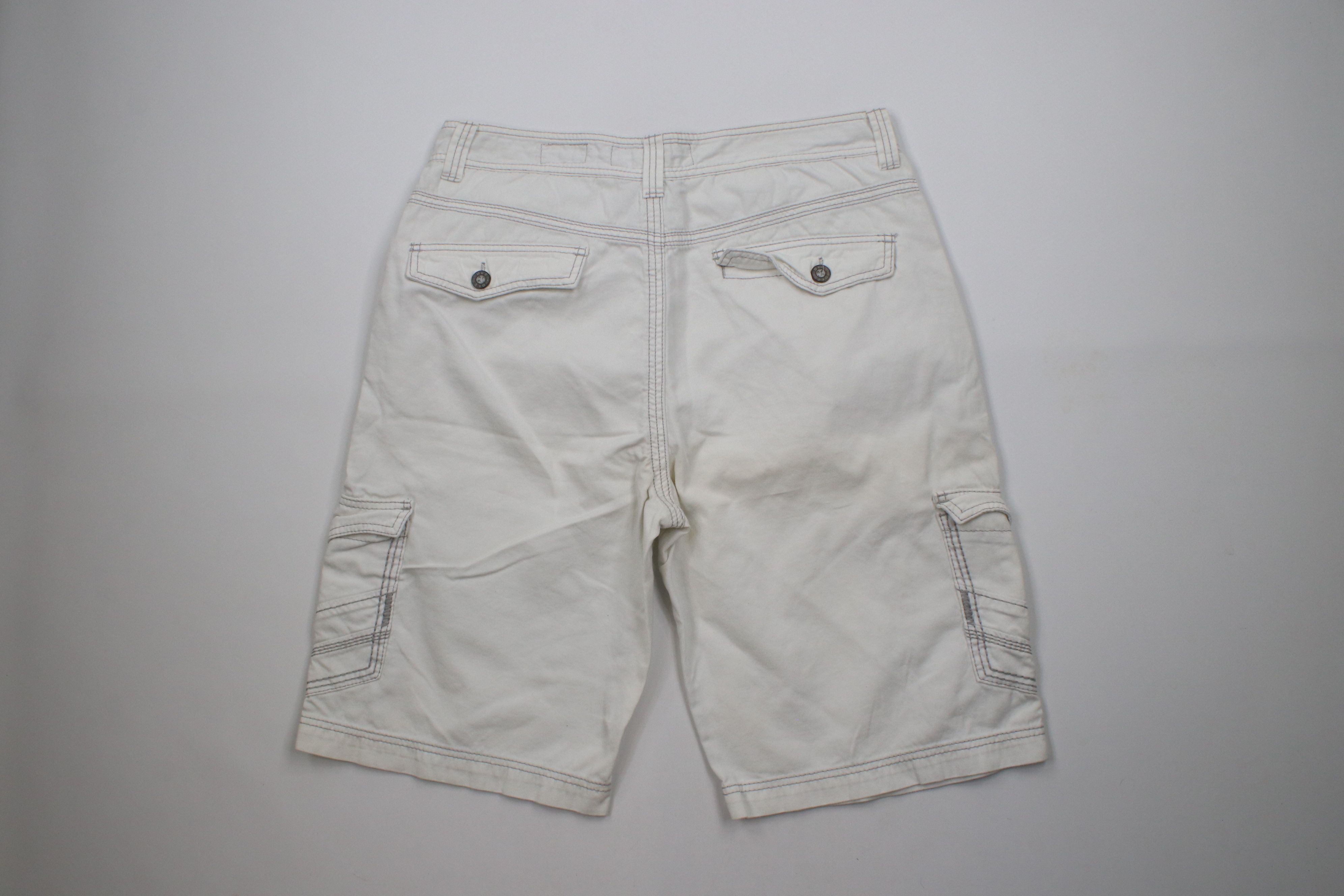 Vintage Buckle BKE Fit Baggy Ribbed Cargo Shorts White Cotton Size US 36 / EU 52 - 9 Thumbnail