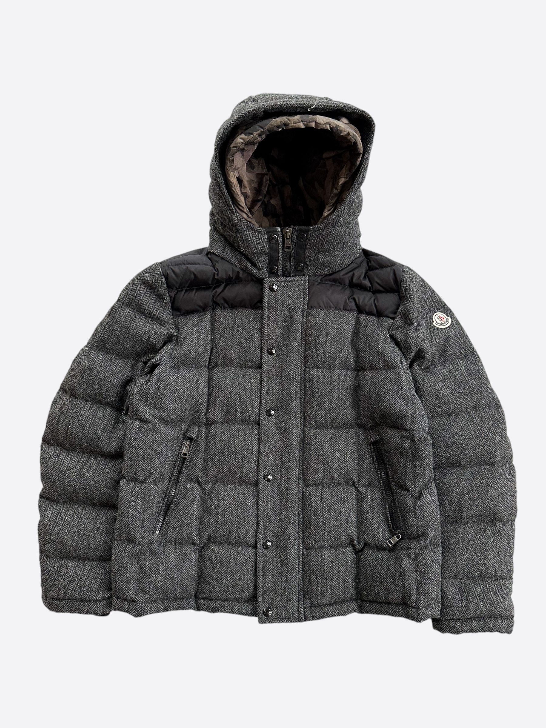image of Moncler Grey & Black Camo Trim Men's Jacket (Size 2XL)