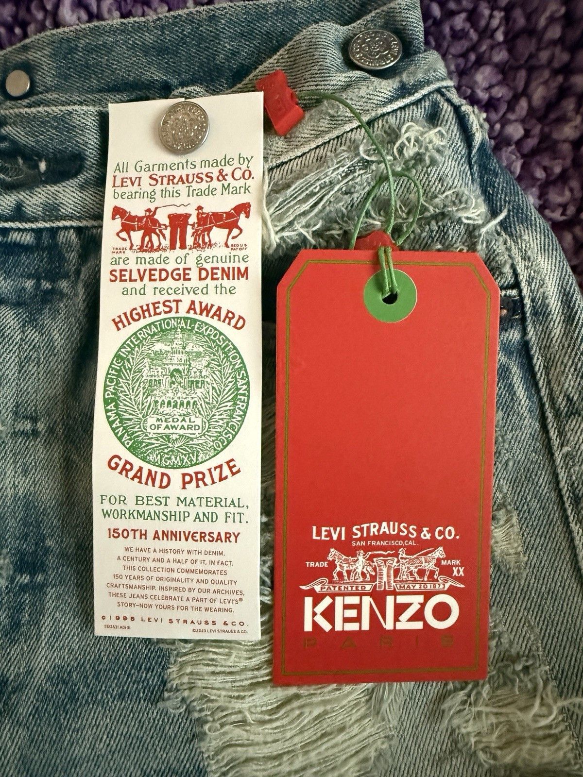 Kenzo × Levi's 501 1933 Distressed Jeans Stone BI Dirty Blue Denim Size 26 Size US 26 / EU 42 - 3 Thumbnail