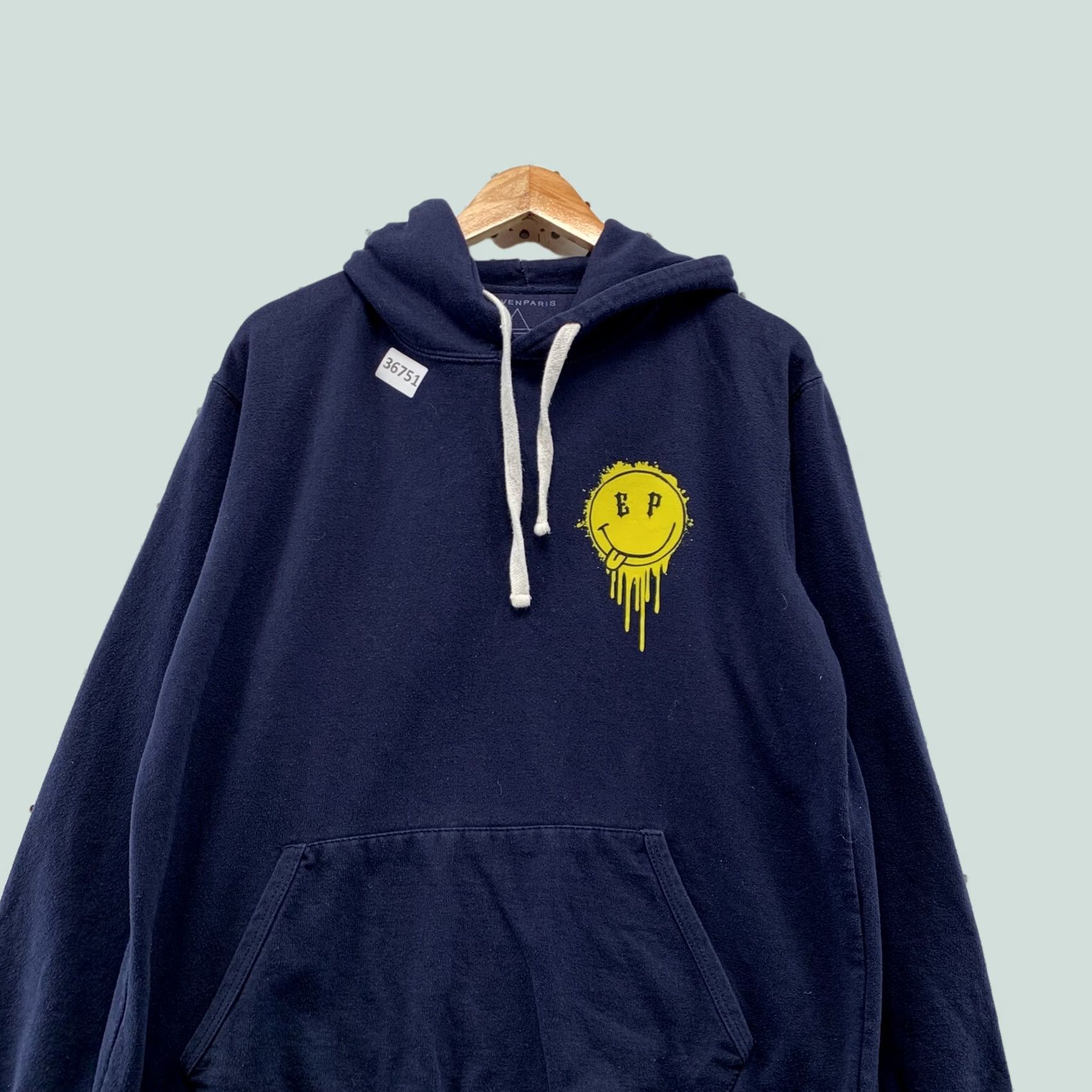 Eleven Paris Eleven Paris Smiley Face Hoodie Sweatshirt Mens Large Blue Yellow 22x27 Size US L / EU 52-54 / 3 - 1 Thumbnail