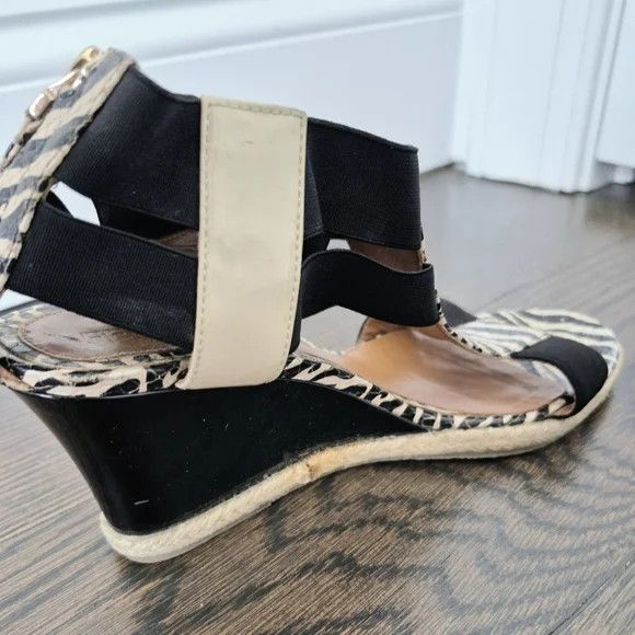 Fendi Carioca Zebra Print Leather Wedge Sandal Size US 6.5 / IT 36.5 - 10 Thumbnail