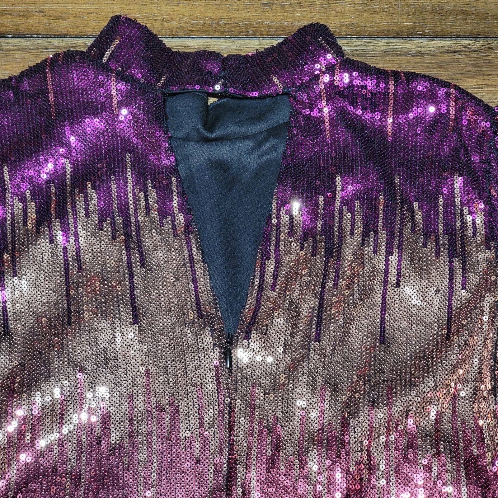 Other Maison Tara Pink & Tan Sequin LS Party Dress - Size 14 Size XL / US 12-14 / IT 48-50 - 5 Thumbnail