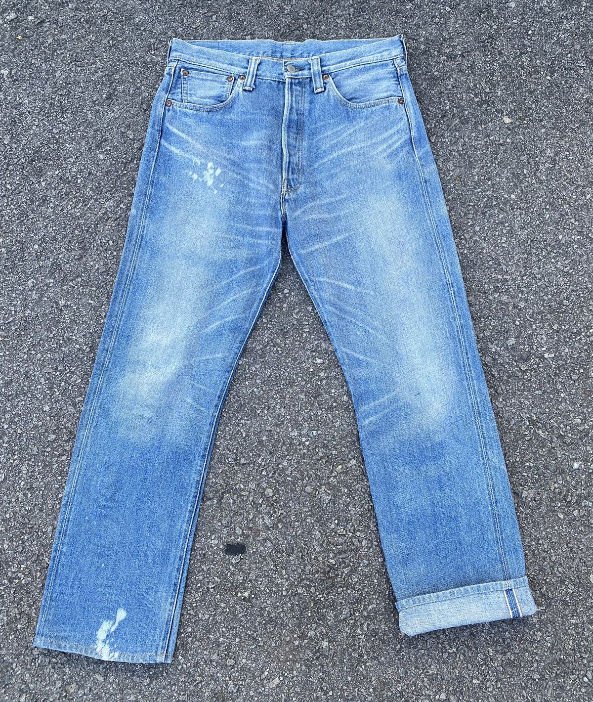 image of Size 33 Vintage Levi's 501 Redline Big E Distressed Denime in Blue, Men's