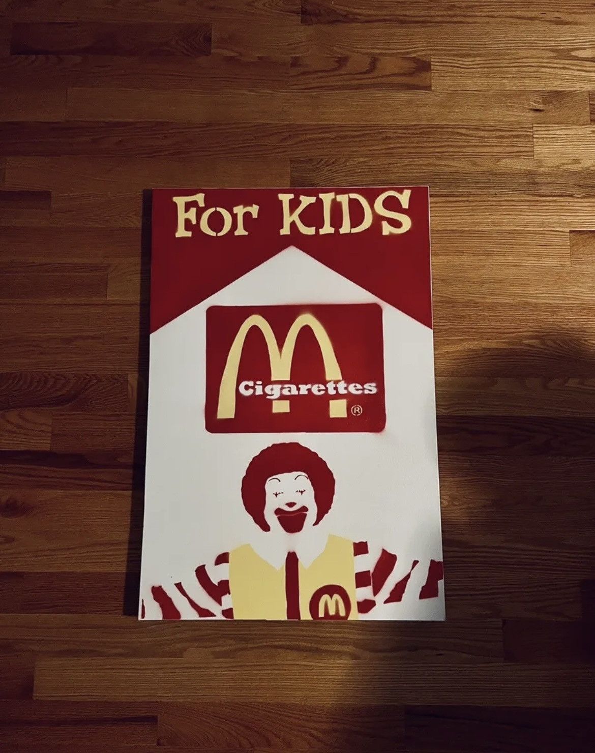 Hypebeast “Ronald McDonalds Cigarettes For Kids” Original Graffiti Art Size ONE SIZE - 2 Thumbnail