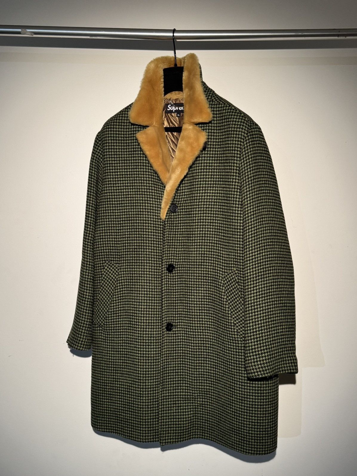 Supreme Supreme Fur Collar Car Coat Green Houndstooth Size US XL / EU 56 / 4 - 2 Thumbnail