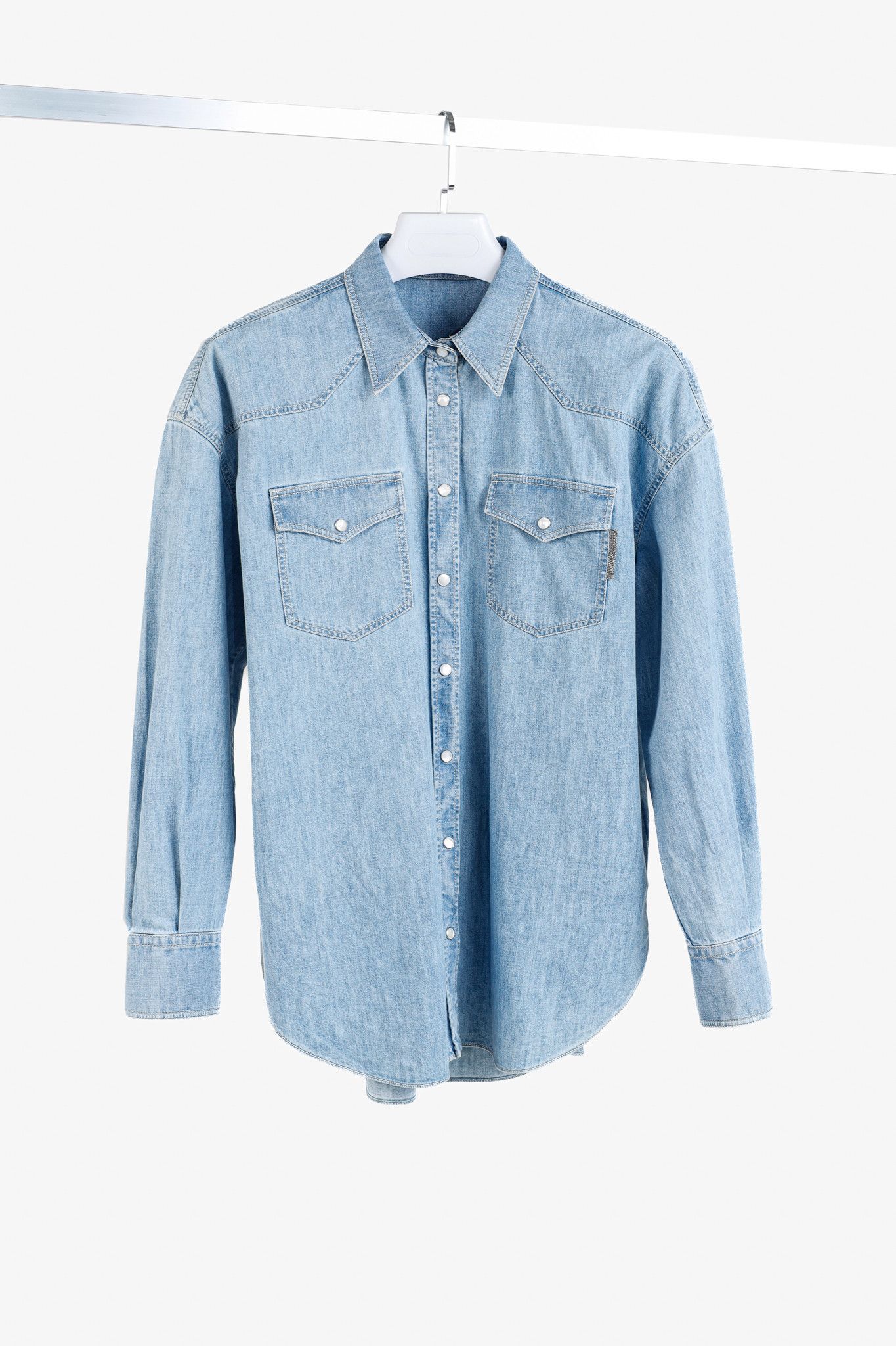 Brunello Cucinelli Brunello Cucinelli SS22 Monili Buttoned Denim Shirt Size XL / US 12-14 / IT 48-50 - 1 Thumbnail
