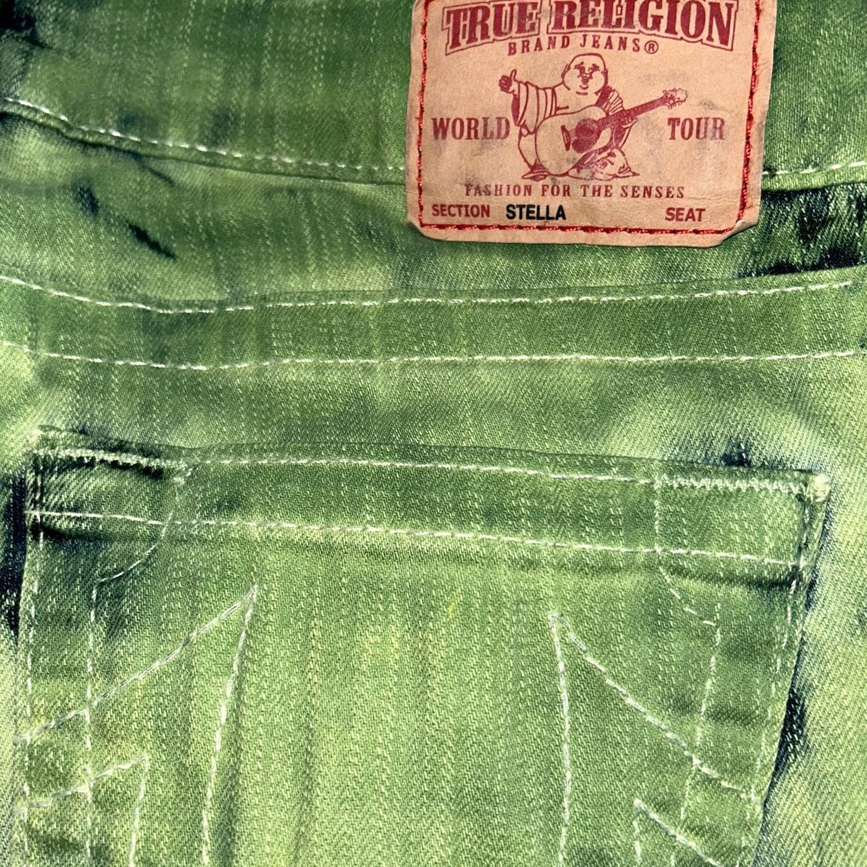 True Religion VINTAGE True Religion Stella Jeans Denim Womens 28x33 USA Green Tie Dye Acid Washed Size 28" / US 6 / IT 42 - 6 Thumbnail