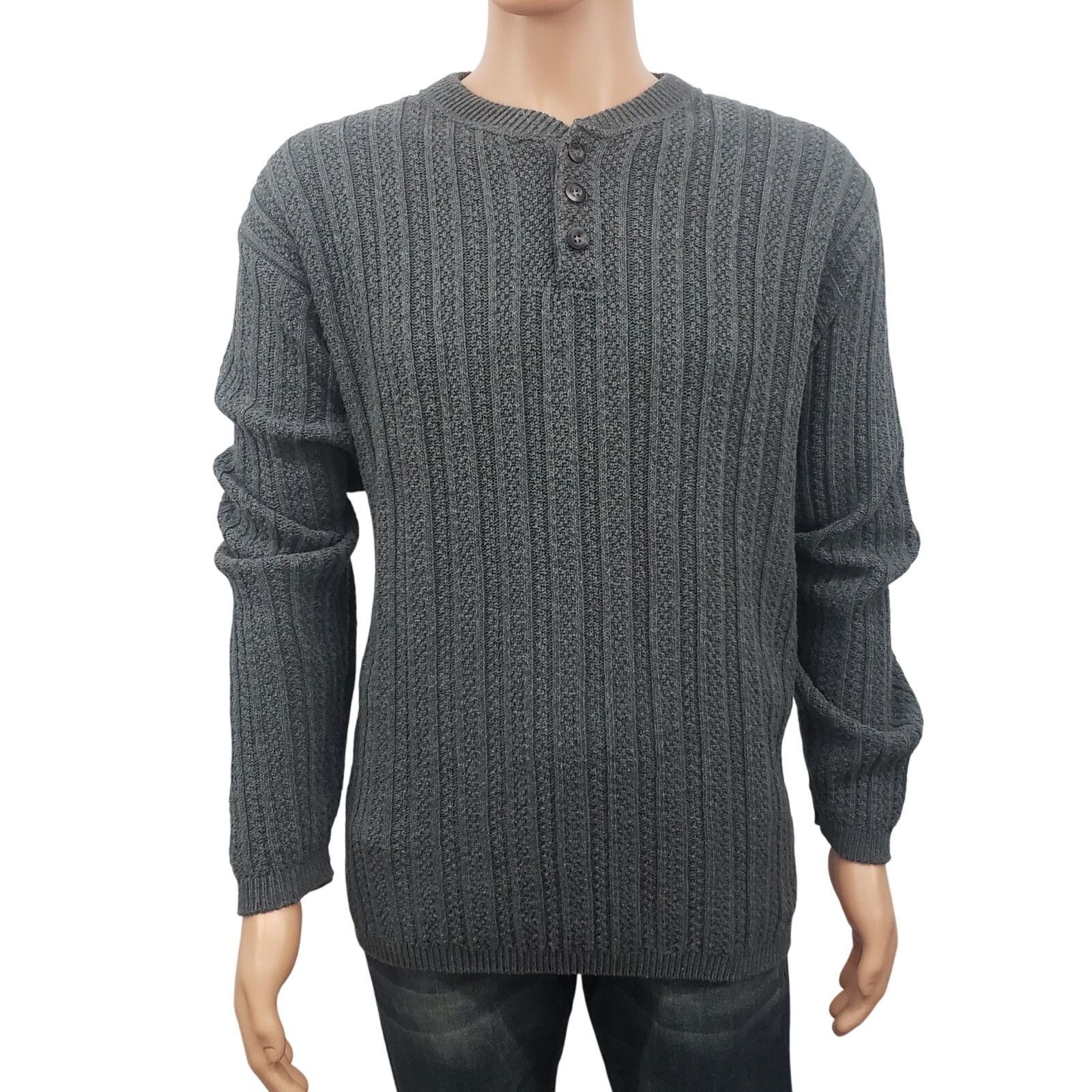 Bill Blass × Vintage Vintage Bill Blass Sweater 90s Hand Framed USA Made Henley Size US XL / EU 56 / 4 - 2 Thumbnail