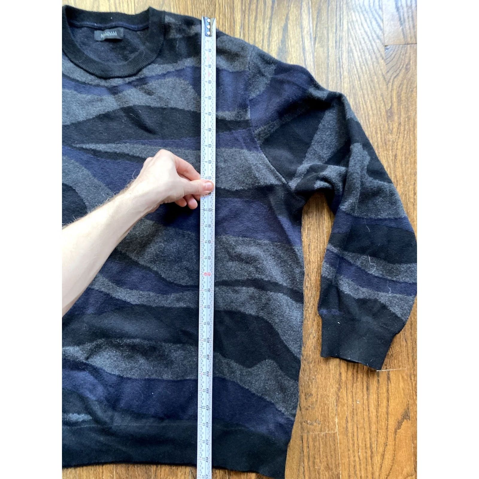 NAADAM NAADAM Sweater Men XL Crewneck Pullover Camouflage Blue Cotton Cashmere Knit Leather? Size US XL / EU 56 / 4 - 7 Thumbnail