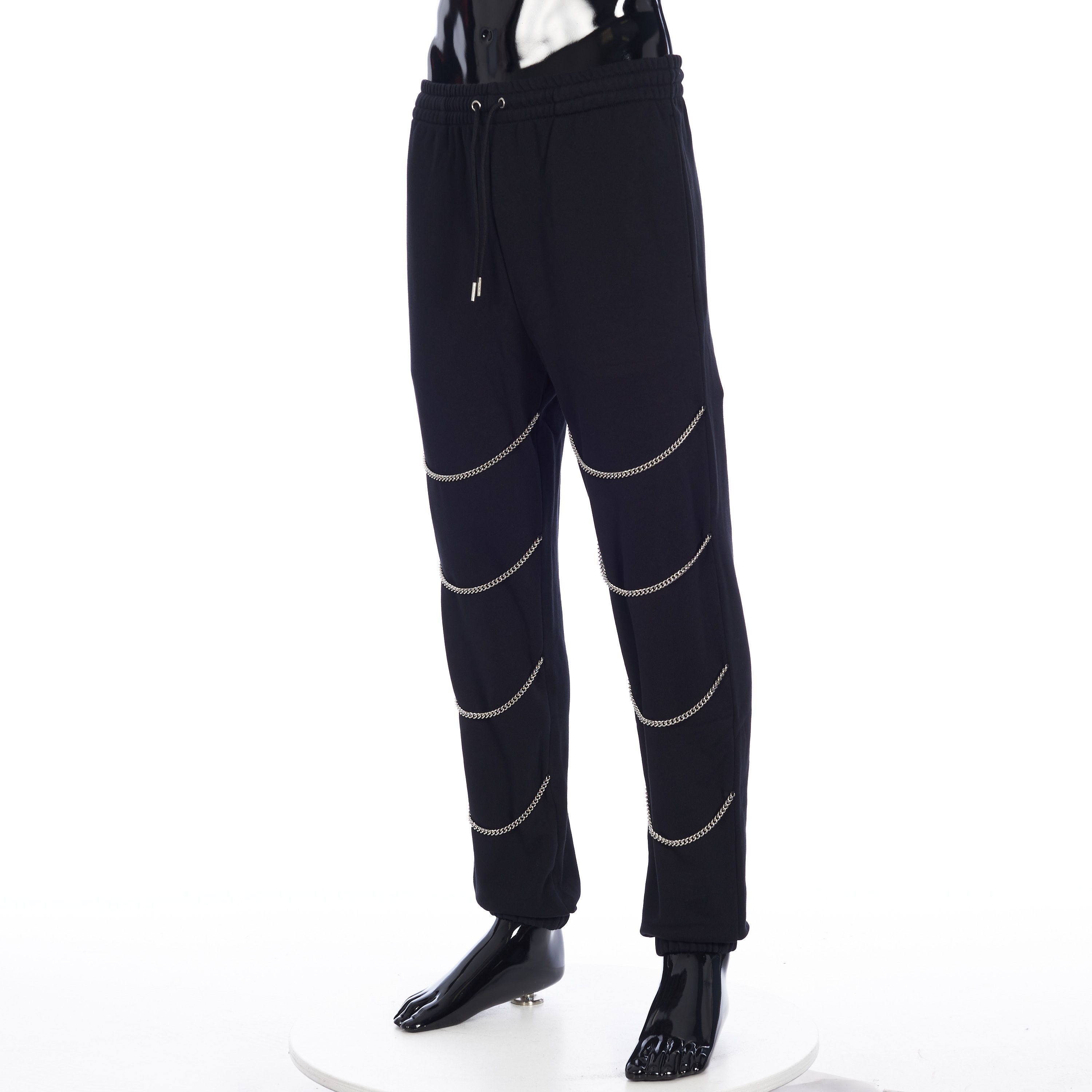 Celine Chains Track Pants in Black Cotton Fleece Size L Size US 34 / EU 50 - 2 Thumbnail