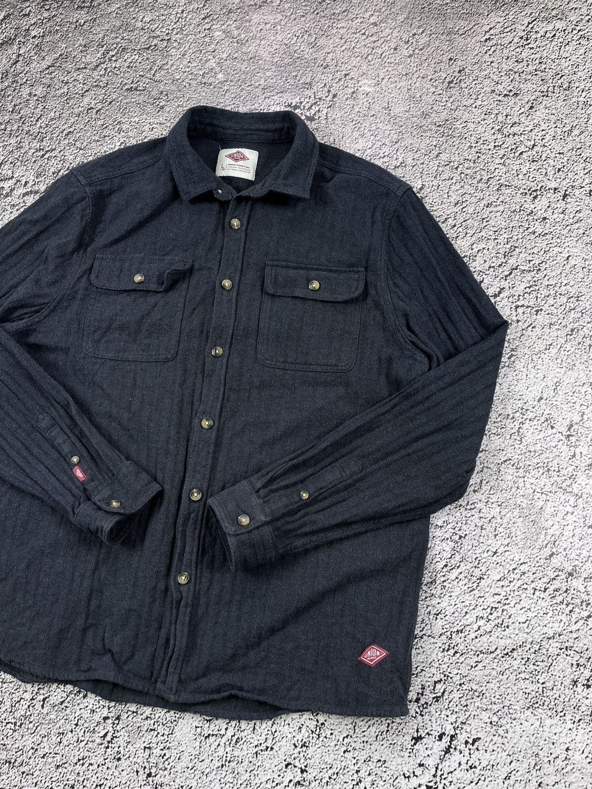 Union LA Vintage Union Works Navy Flannel Shirt casual streetwear L Size US L / EU 52-54 / 3 - 3 Thumbnail