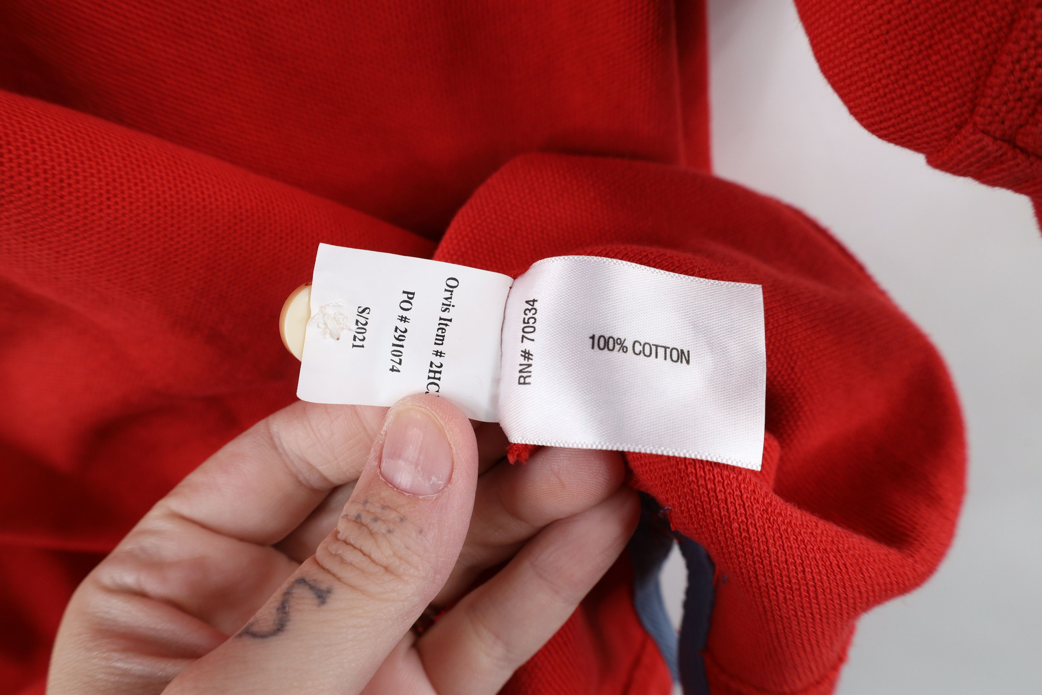 Orvis × Vintage Vintage Orvis Heavyweight Collared Polo Shirt Red Cotton Size US L / EU 52-54 / 3 - 9 Thumbnail