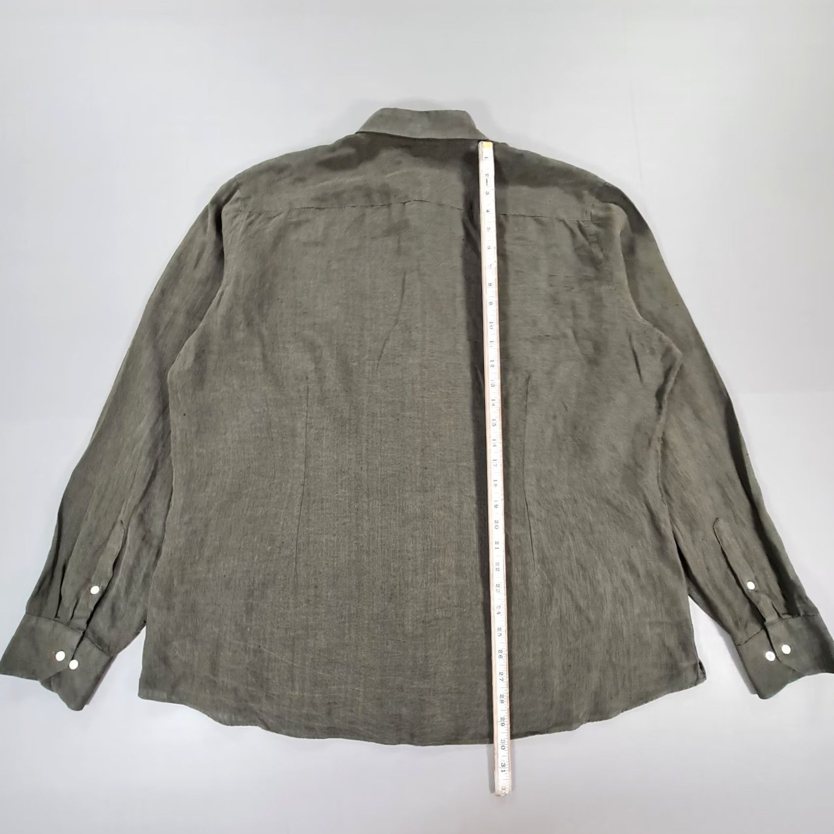 NEXT NEXT Slim Fit Shirt Green 2XL 100% Linen Button-Up Collared Long Sleeve Men’s Vintage: No Essence City Holiday Modern Breathable Lightweight Seasonal Size US XXL / EU 58 / 5 - 7 Thumbnail