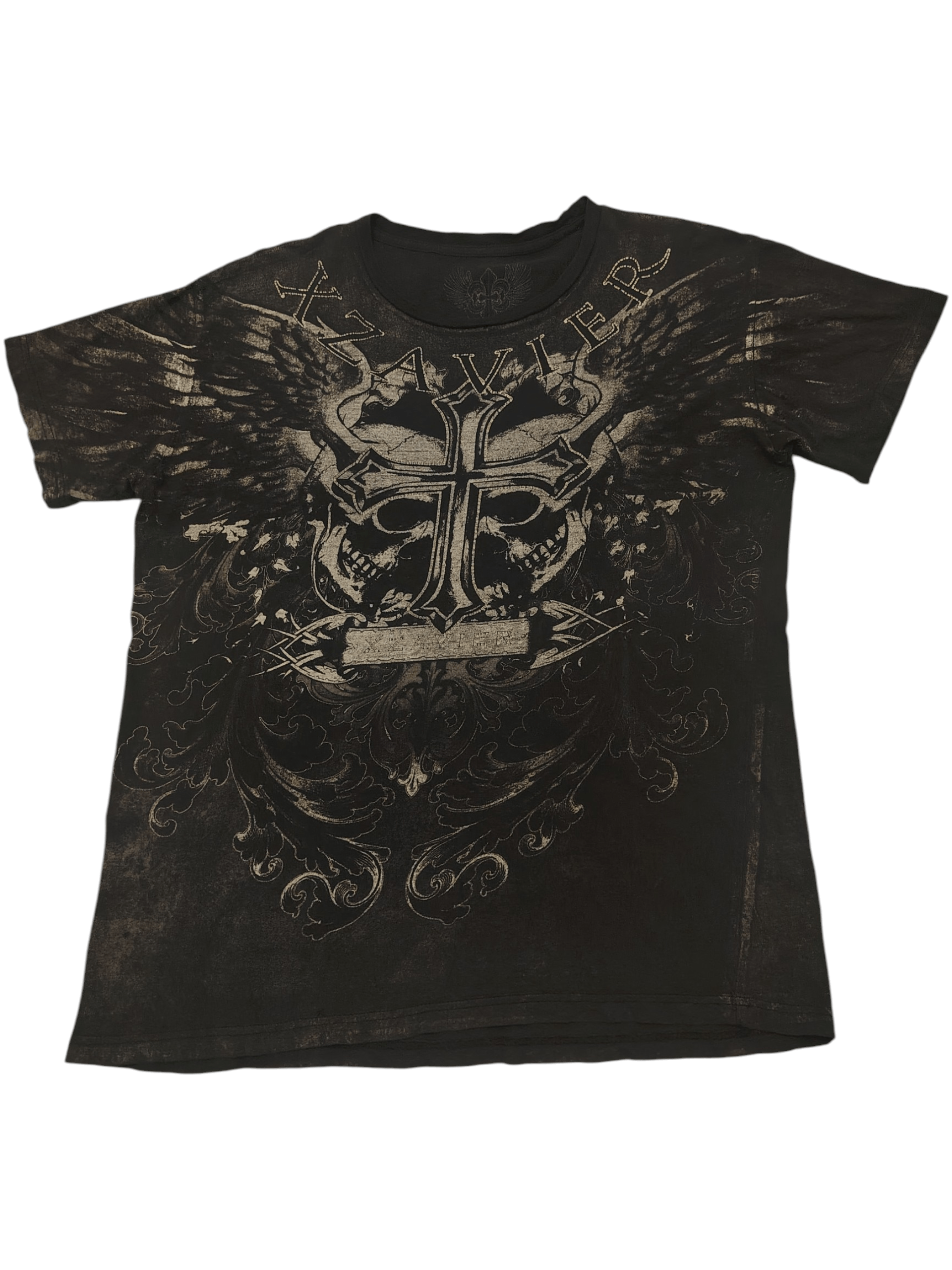 Affliction Vtg Distressed Thrashed Cross Skull Xzavier tee Size US L / EU 52-54 / 3 - 1 Thumbnail