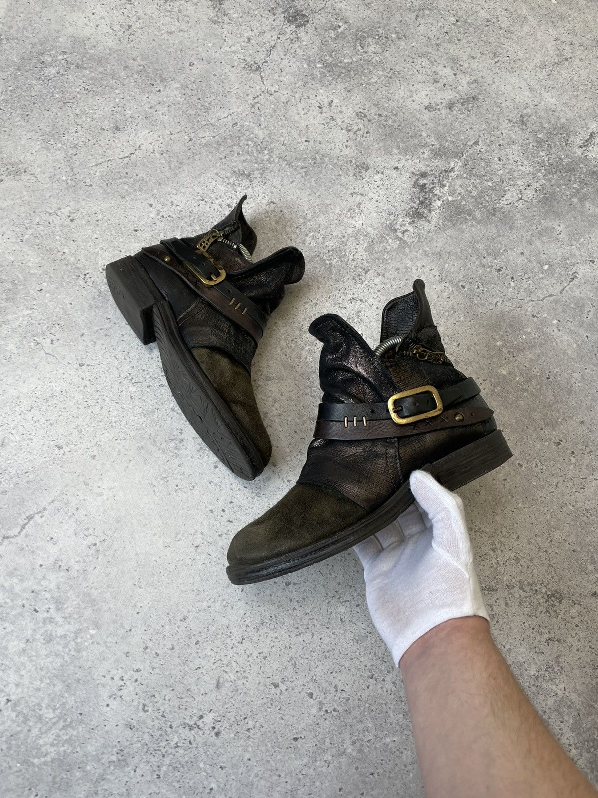 A.S.98 A.S 98 Leather Suede Boots Biker Gothic Avant Garde Zip Size US 7 / IT 37 - 1 Thumbnail