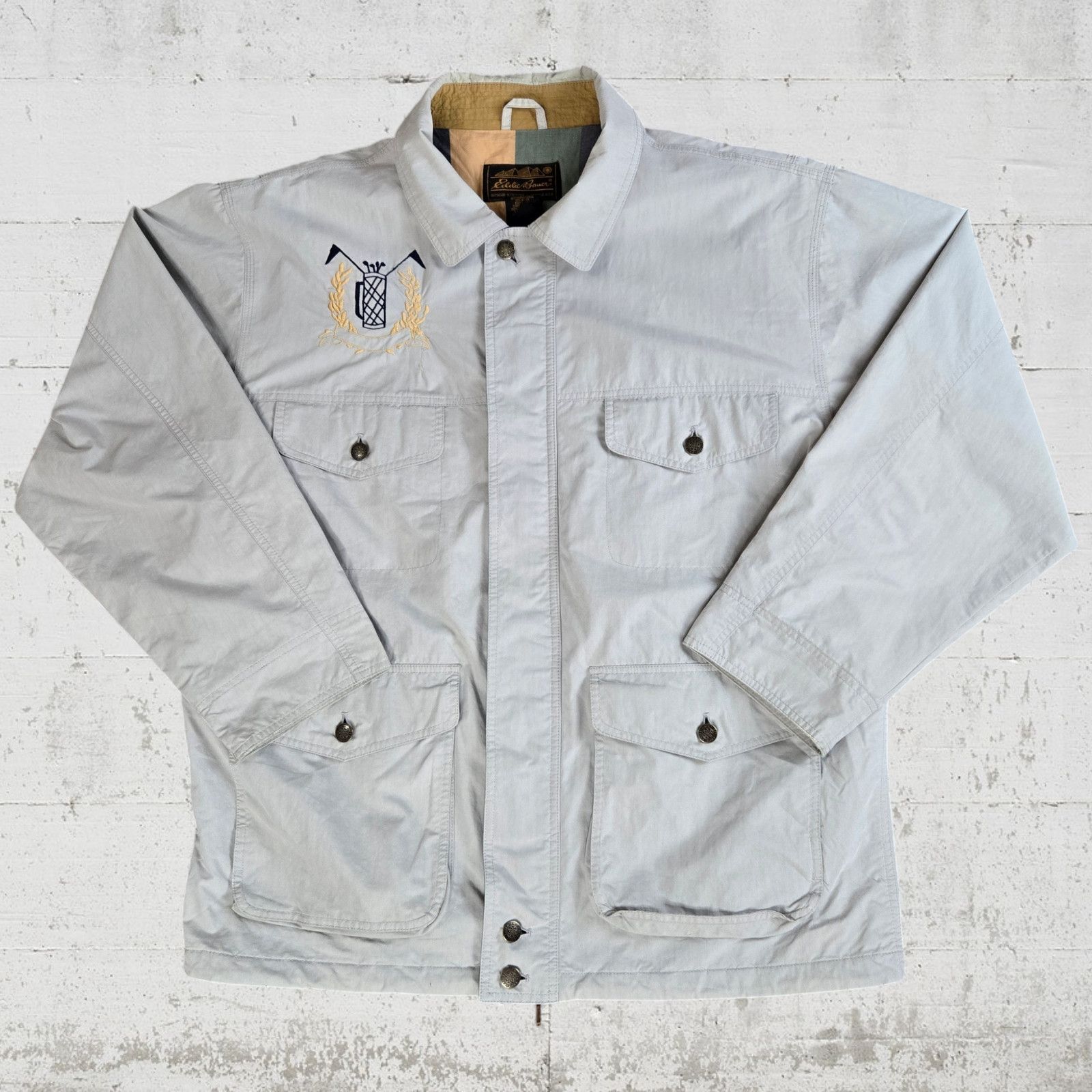 Eddie Bauer 90s Eddie Bauer Utility Golf Jacket Pale Khaki Canvas Size US M / EU 48-50 / 2 - 2 Thumbnail