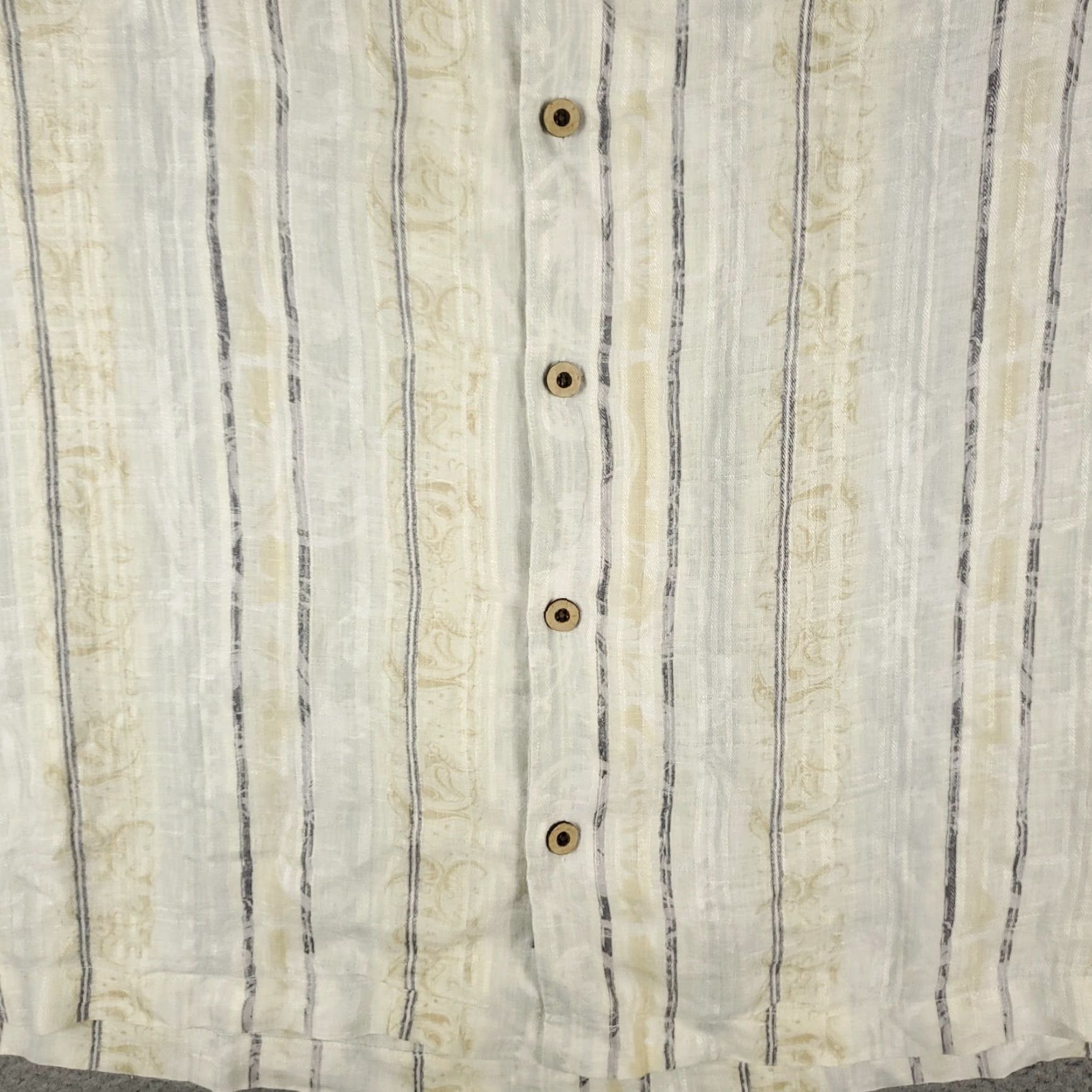 Tommy Bahama Tommy Bahama Shirt Mens Medium Beige Striped Linen Hawaiian Button Up Size US M / EU 48-50 / 2 - 3 Thumbnail