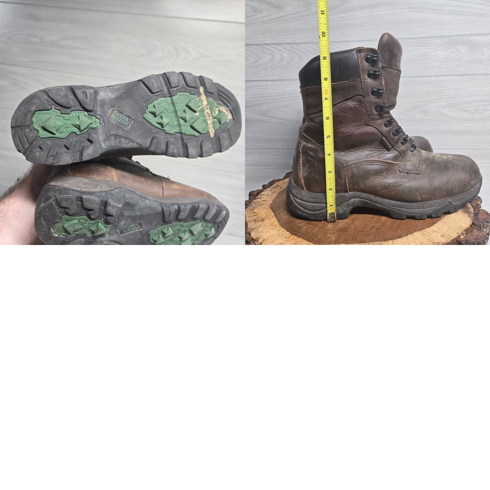 Vintage Field & Stream Boots Mens Brown Leather Waterproof Insulated Steel Toe Mid-Calf 11 US 12 UK Boots Hunting Hiking Trail Size US 12 / EU 45 - 8 Thumbnail