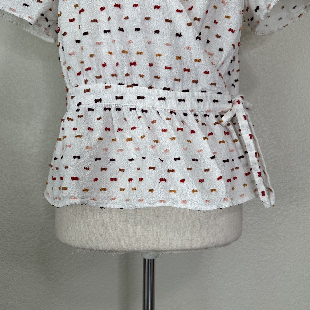Madewell Ruffle-Hem Wrap Clipdot Blouse Top Size M / US 6-8 / IT 42-44 - 3 Thumbnail