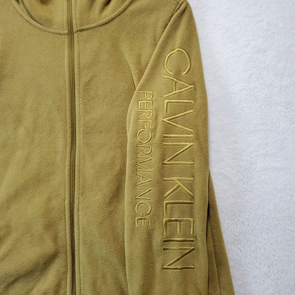 Calvin Klein Calvin Klein Performance Women's Hooded Full Zip Fleece Jacket Green Gold L Long Sleeve Pockets Embroidered Logo Solid Mid-Length Casual Fall Winter 트 Size L / US 10 / IT 46 - 6 Thumbnail