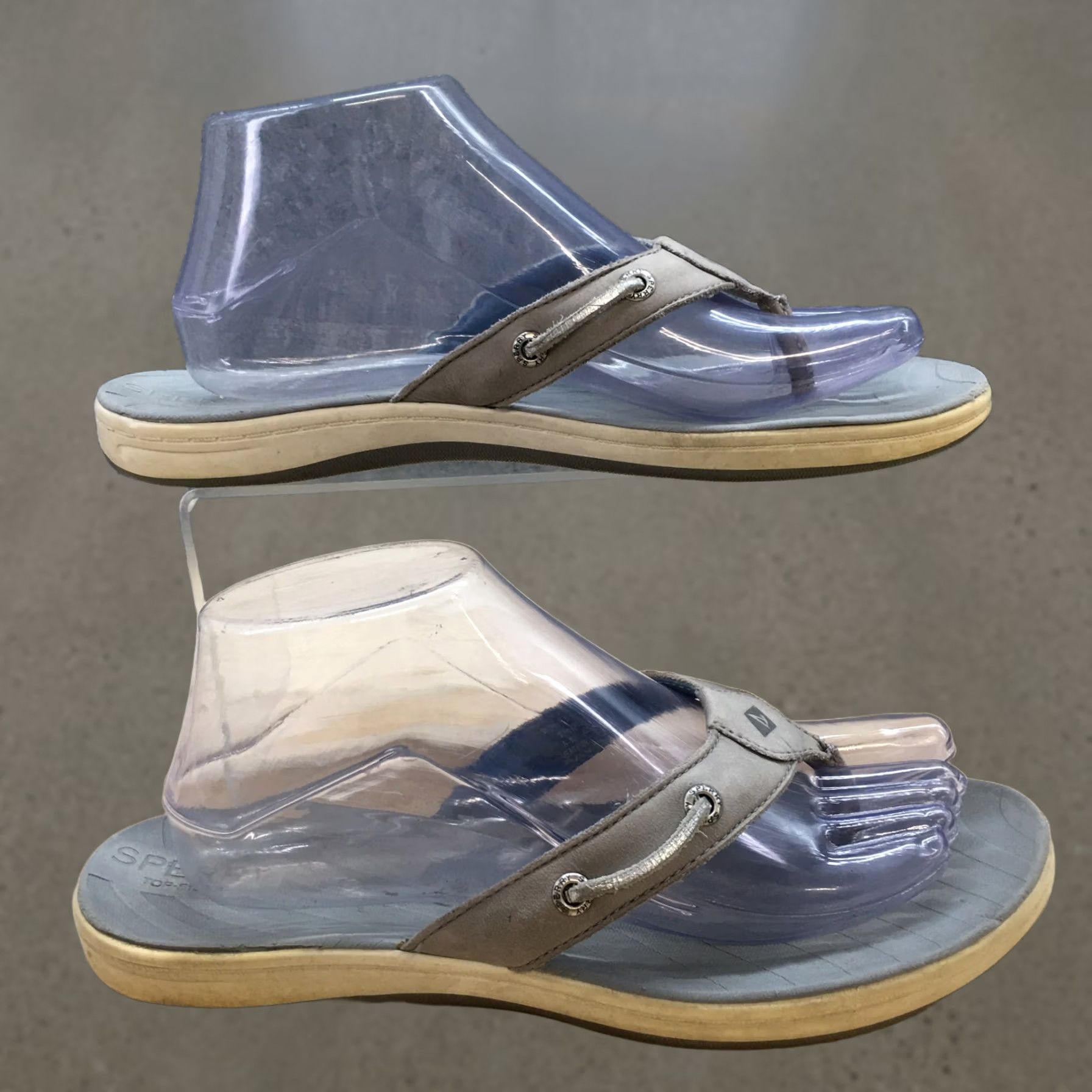Sperry Sperry Sandals Seabrook Slip On Flip Flops Gray Leather Womens 8.5 Shoes Casual Summer Storm STS95169 Fashion Top Sider Women’s Shoes Mens Womens Size US 9 / IT 39 - 1 Thumbnail