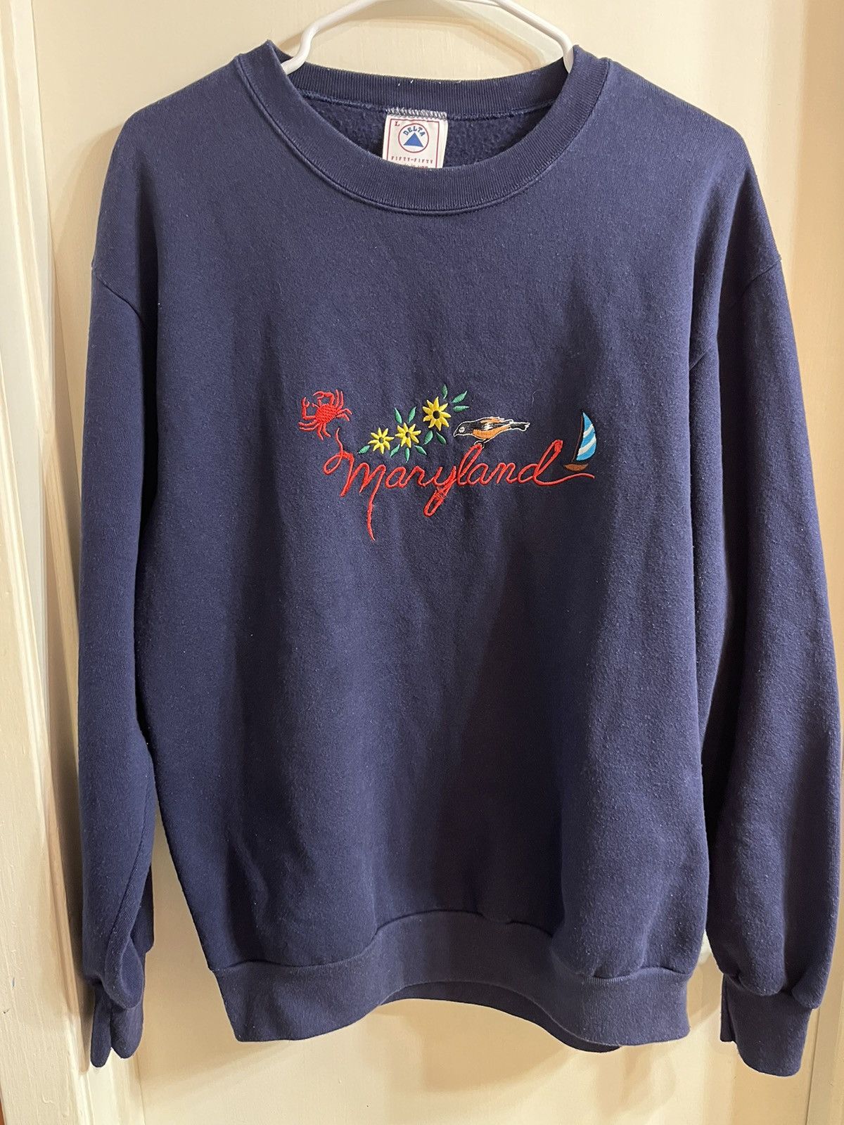 Delta VTG Sweatshirt USA Made Maryland Navy Blue Pullover Fleece Size US L / EU 52-54 / 3 - 1 Thumbnail