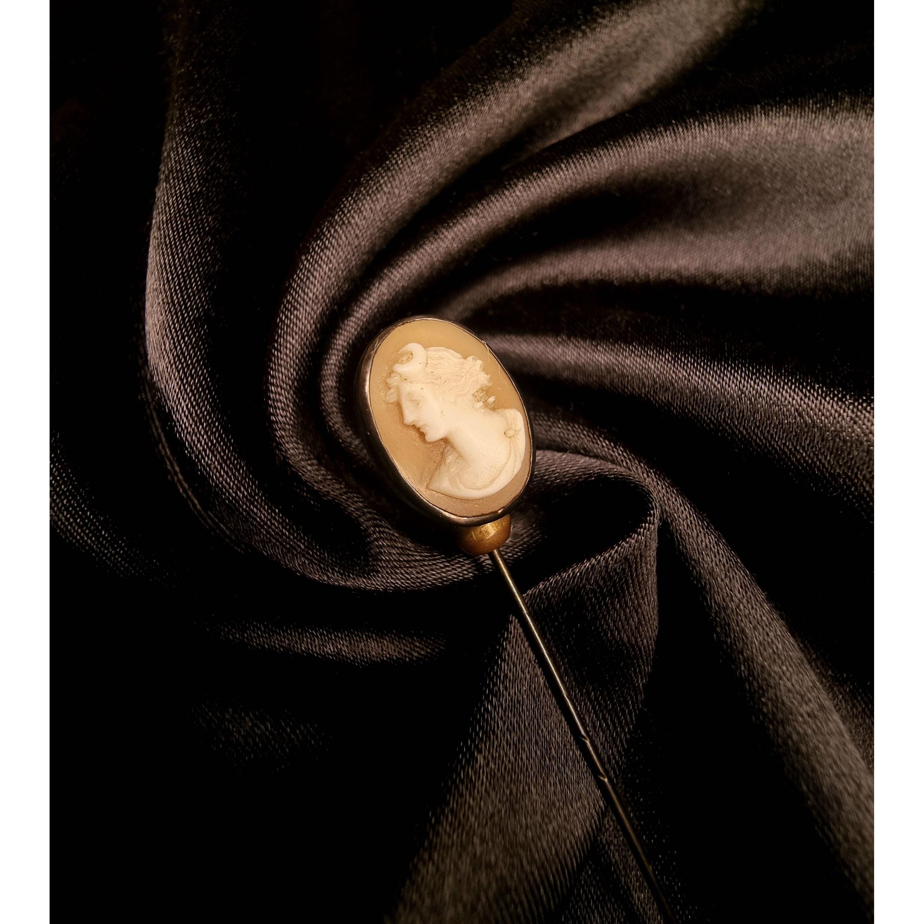 Other Antique Early XX Century Cameo Lady Hat Pin Stick Size ONE SIZE - 1 Thumbnail
