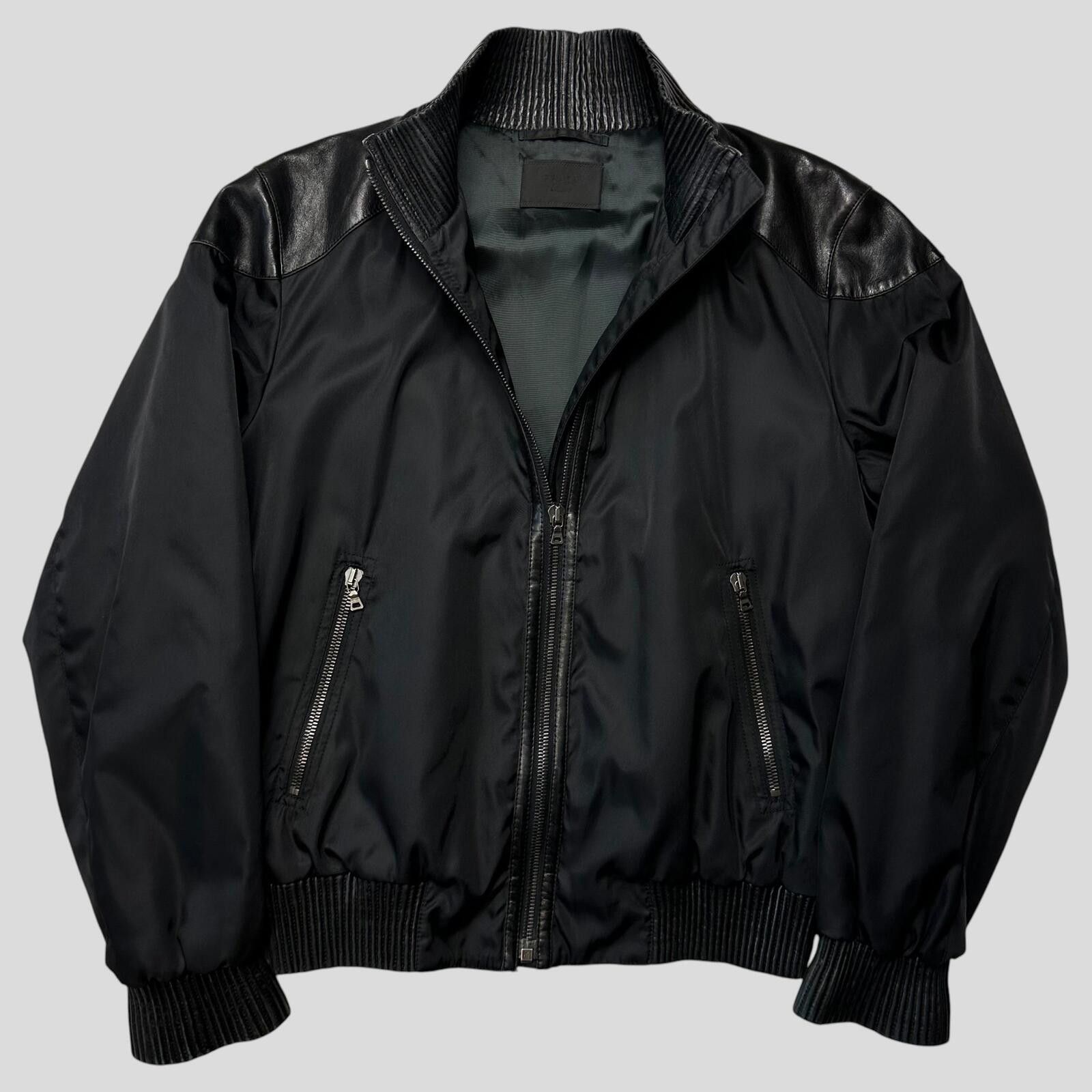 Prada Prada Milano 2007 Gabardine Nylon + Leather Bomber Jacket L Size US L / EU 52-54 / 3 - 4 Thumbnail