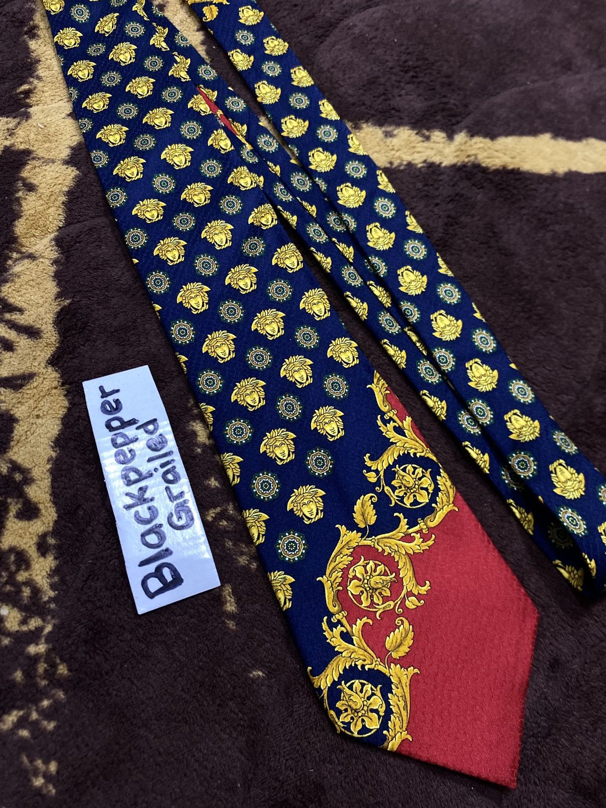 Versace Rare❤️‍🔥 Gianni Versace Baroque Medusa Logo Tie Luxury Italy Size ONE SIZE - 3 Thumbnail