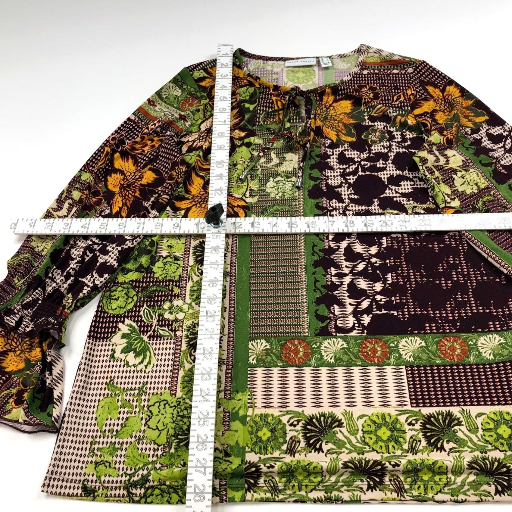 Vintage Susan Graver Blouse Long Sleeve Pullover Top All Over Print Brown Womens M Size M / US 6-8 / IT 42-44 - 3 Thumbnail