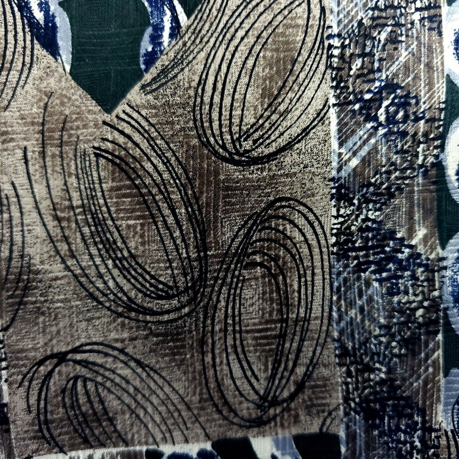 Robert Stock Robert Stock Green Beige Abstract Silk Tie Short Wide Size ONE SIZE - 2 Thumbnail