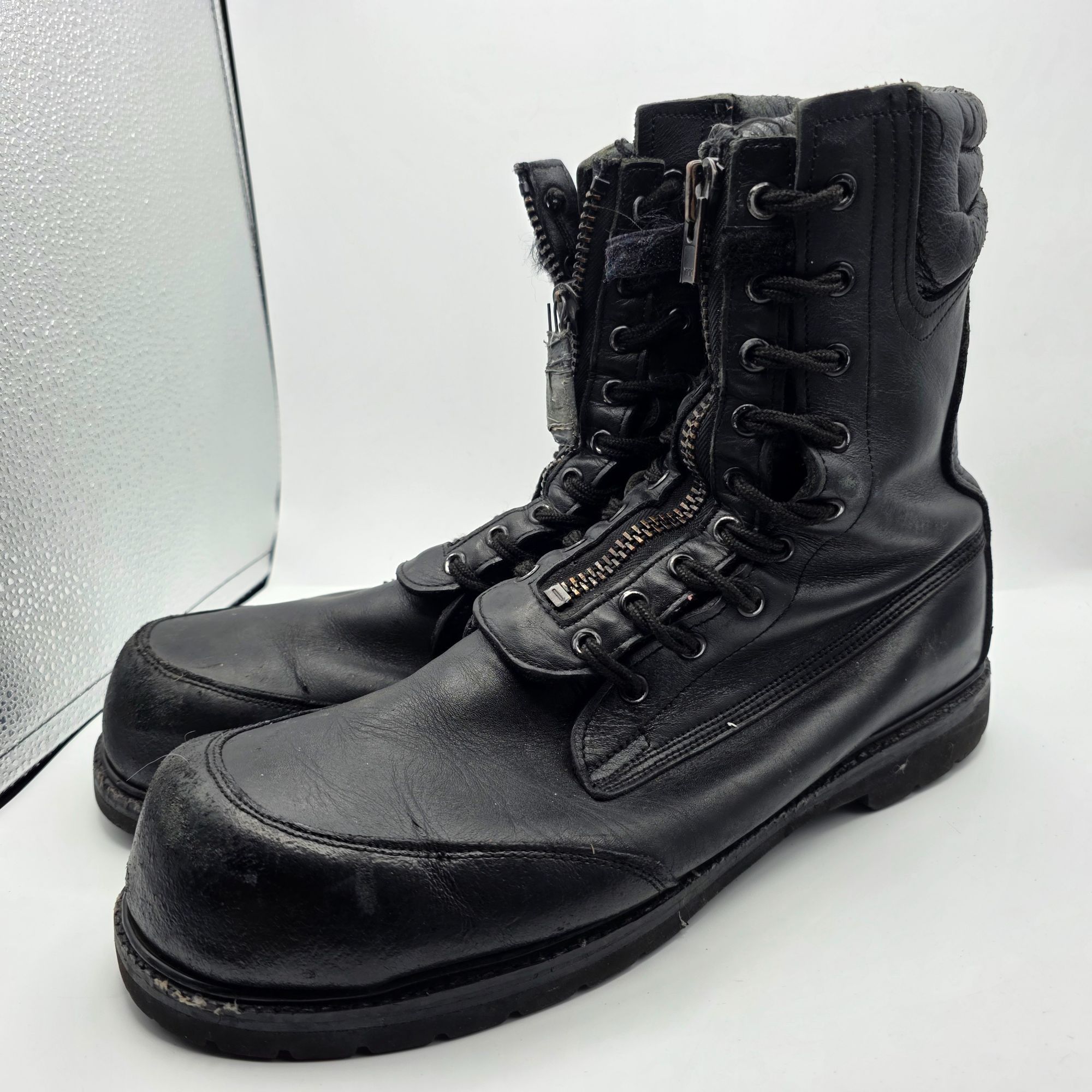 Other Tactical Work Boots Mens Size 14 Black Leather Vibram Soles Size US 14 / EU 47 - 3 Thumbnail