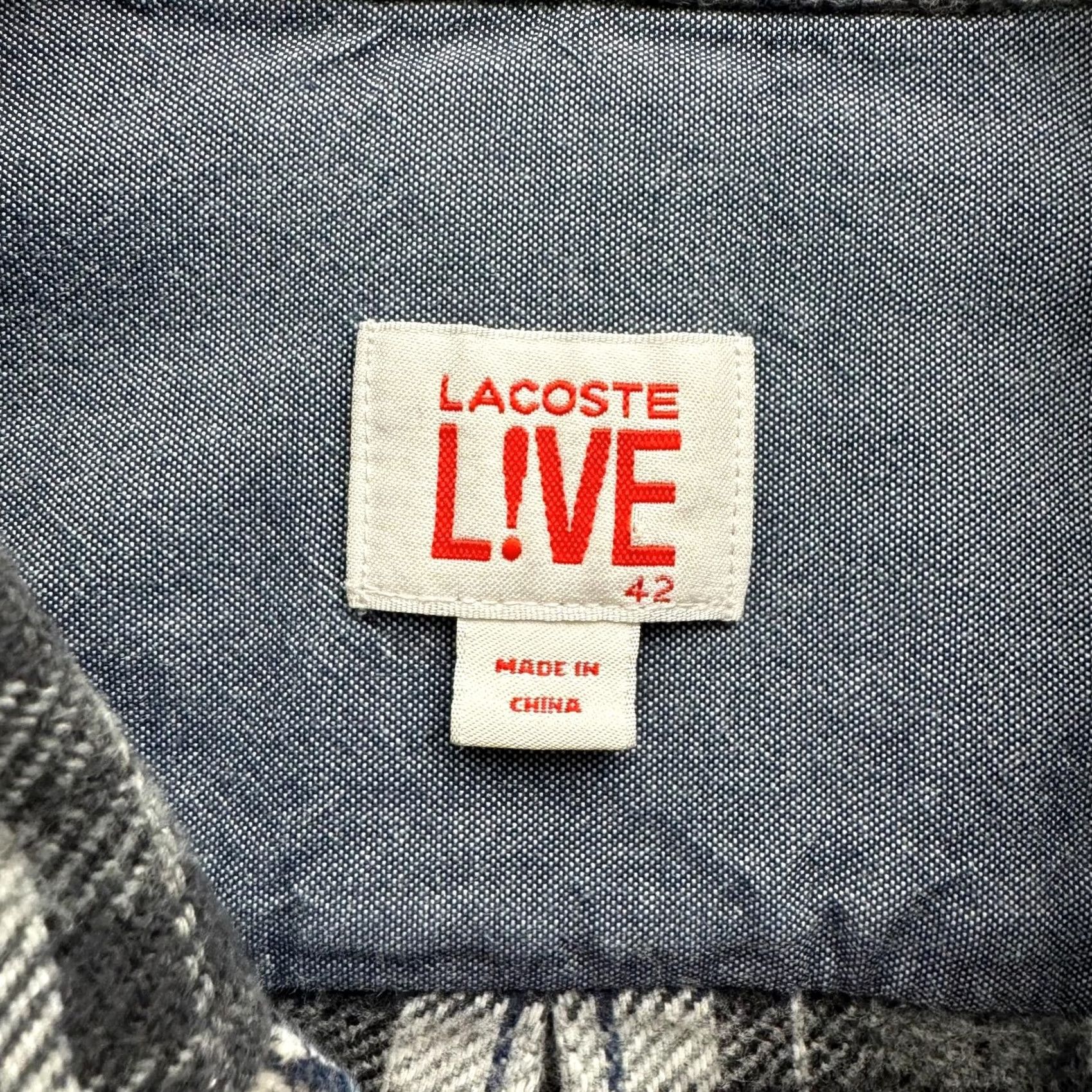 Lacoste Lacoste Live Men’s Plaid Flannel Button-Down Shirt Gray L 42 Large Button-Up Shirt Mens Regular Size Long Sleeve Block Plaid 90s Colorful Size US L / EU 52-54 / 3 - 6 Thumbnail