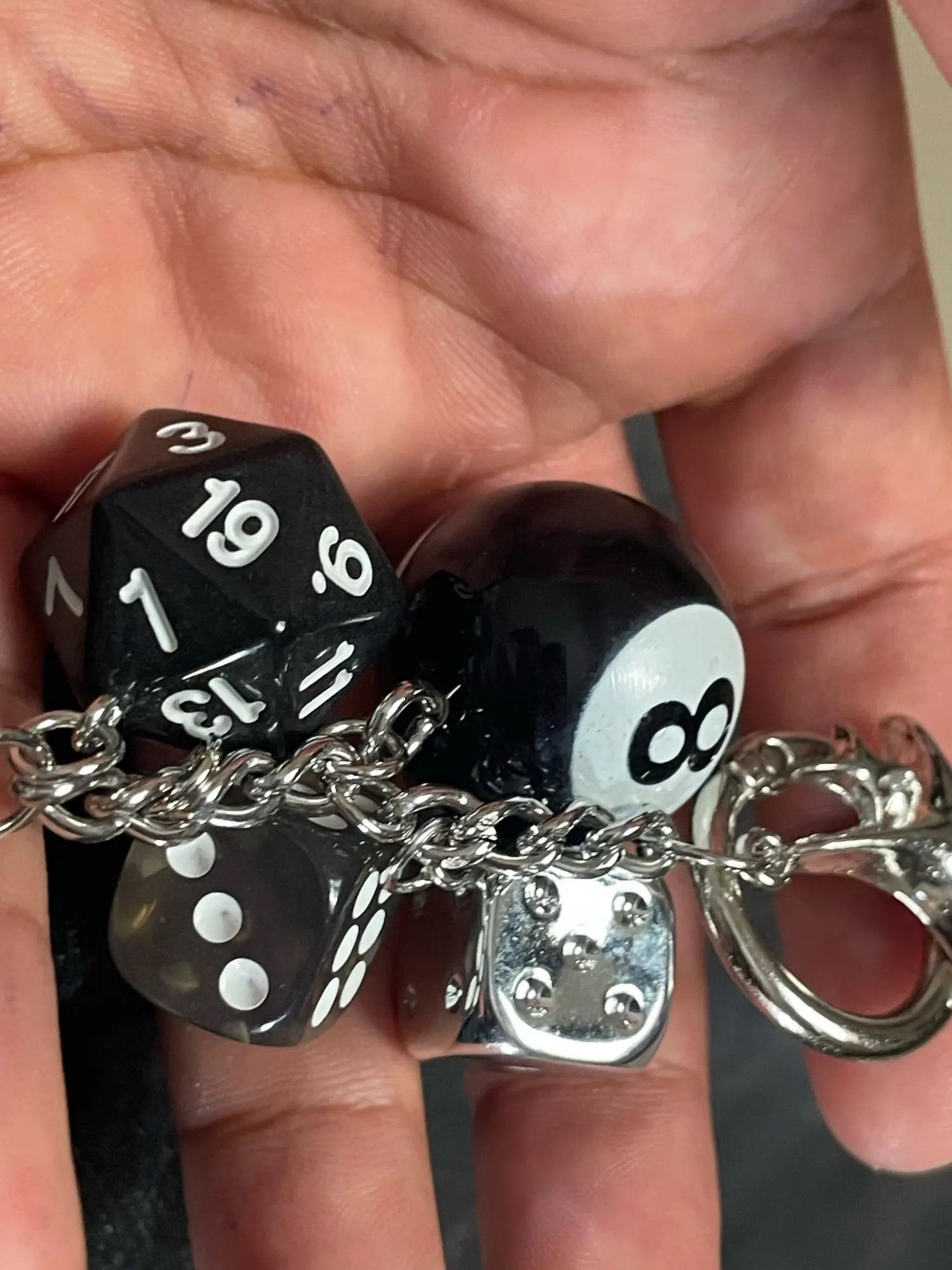 Other Star Dice Black Eight Ball Pendant Ornaments Keychain Size ONE SIZE - 5 Thumbnail