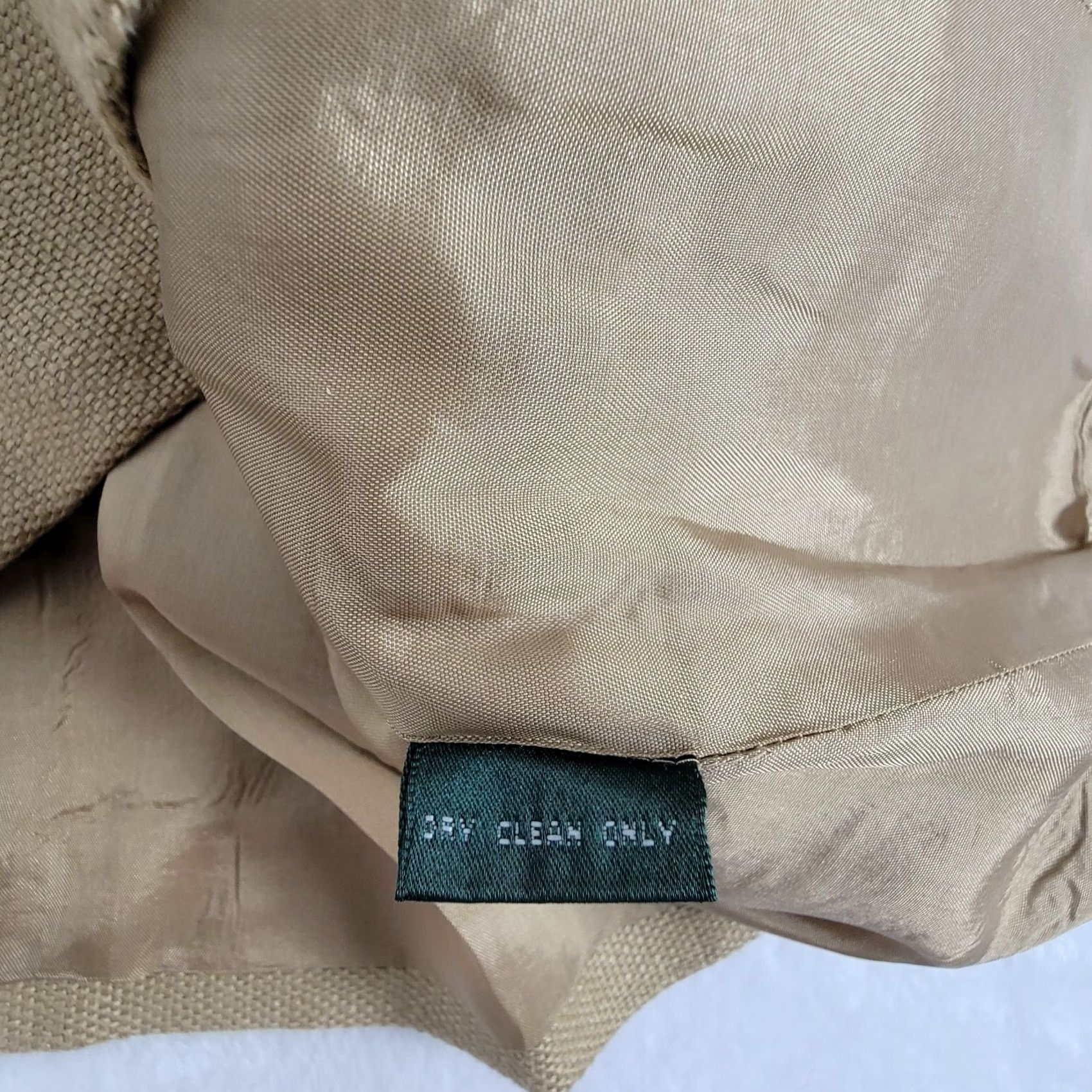 Ralph Lauren VINTAGE Lauren Ralph Lauren Blazer Shirt 10 Khaki Tan 90s Preppy Women’s Vintage 100% Linen Button Front Long Sleeve Mid-Length Lined Size L / US 10 / IT 46 - 4 Thumbnail