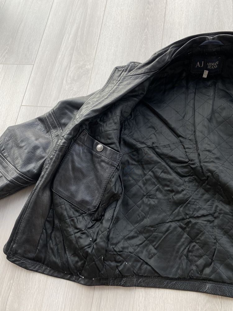 Giorgio Armani Vintage Armani Jeans Leather Biker Jacket Size US M / EU 48-50 / 2 - 6 Thumbnail