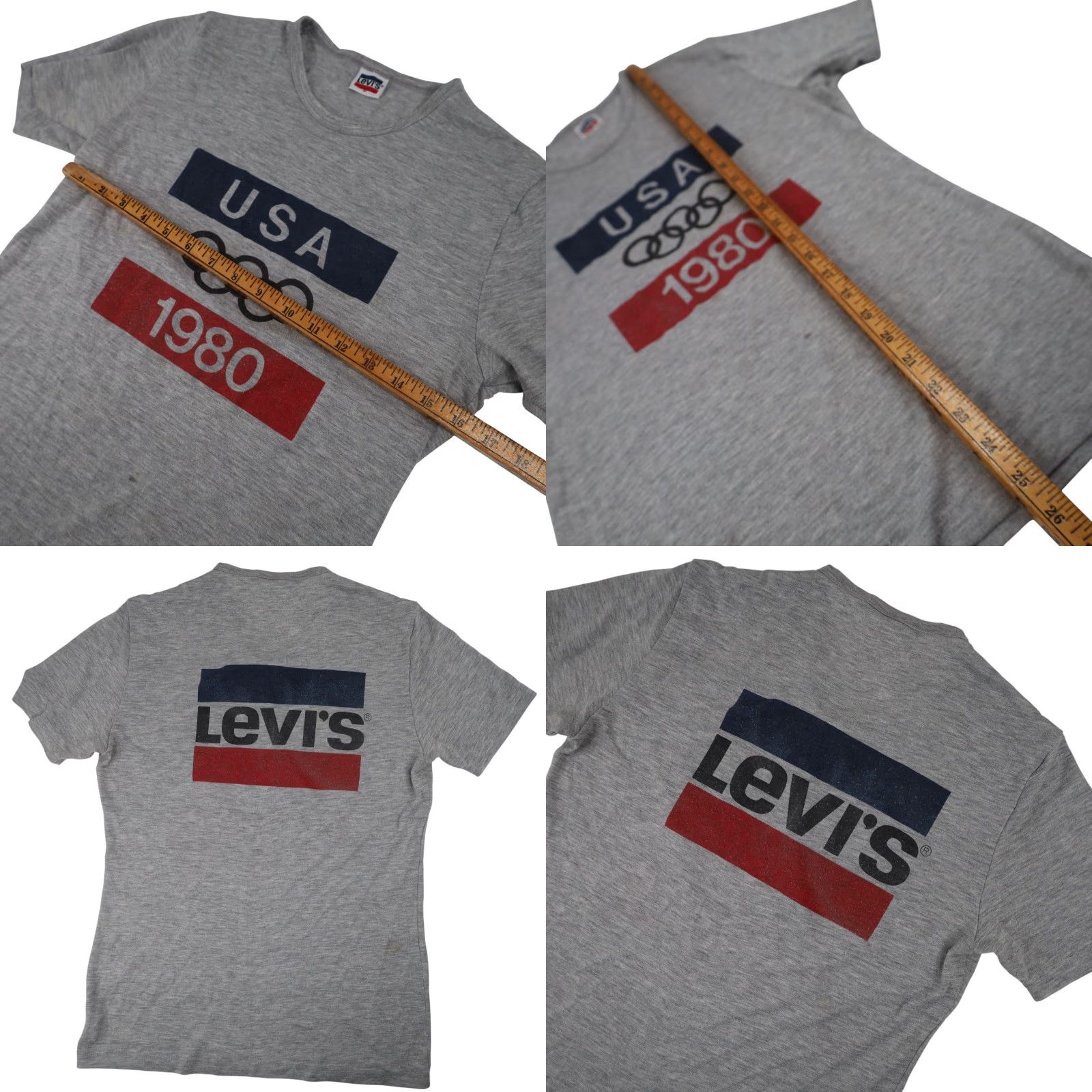 Vintage VINTAGE Levis 1980 USA Olympics Graphic T Shirt Shirt Men M Gray 1980s Mens Size US M / EU 48-50 / 2 - 8 Thumbnail