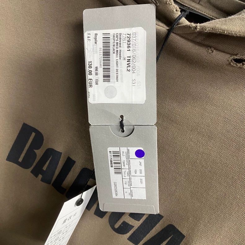 Balenciaga Balenciaga Printed Logo Hoodie in Gray Brown-2506 Size US S / EU 44-46 / 1 - 6 Thumbnail