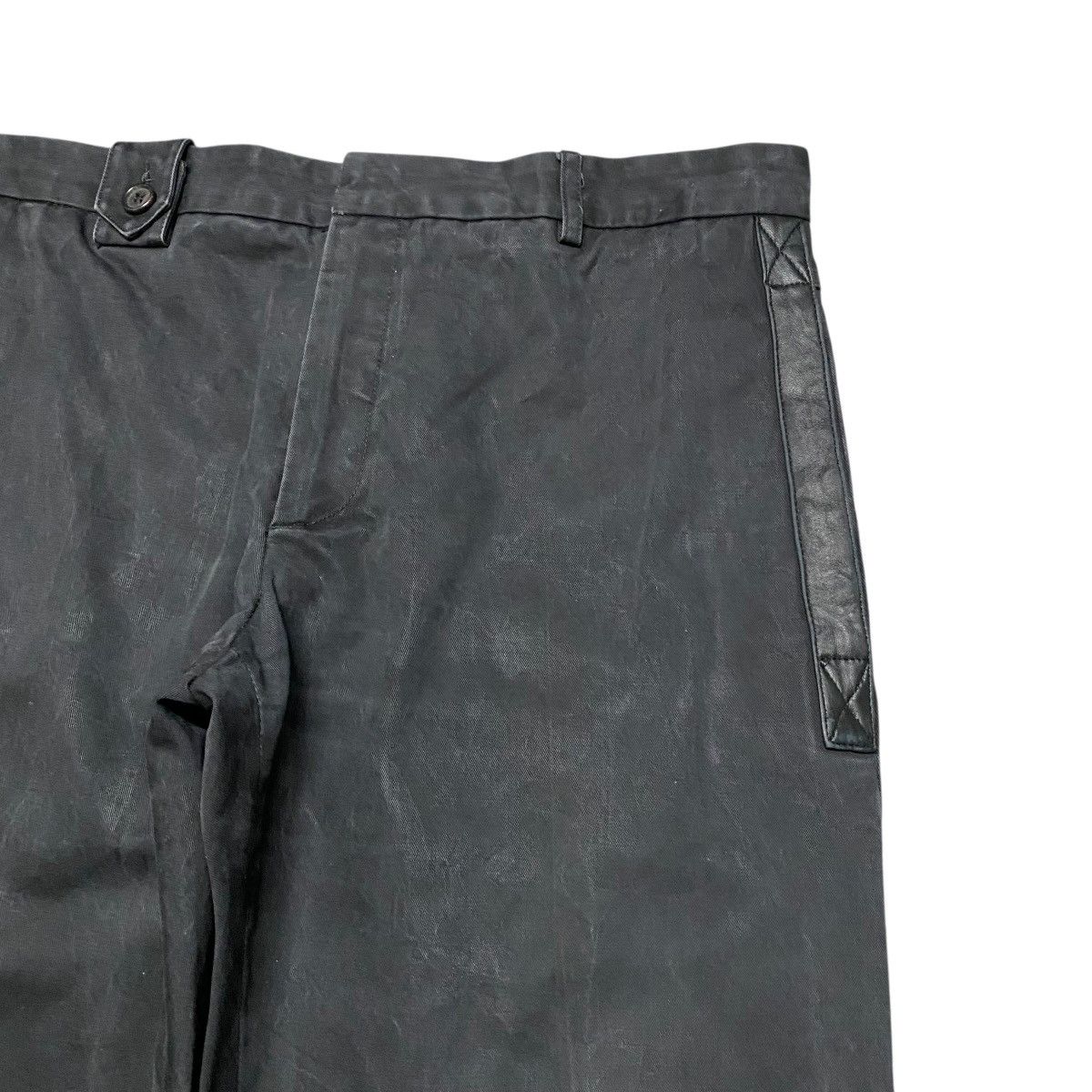 Dior × Hedi Slimane SS04 'STRIP' Dior Homme Black Faded Pants Leather Trimmed Size US 29 - 6 Thumbnail