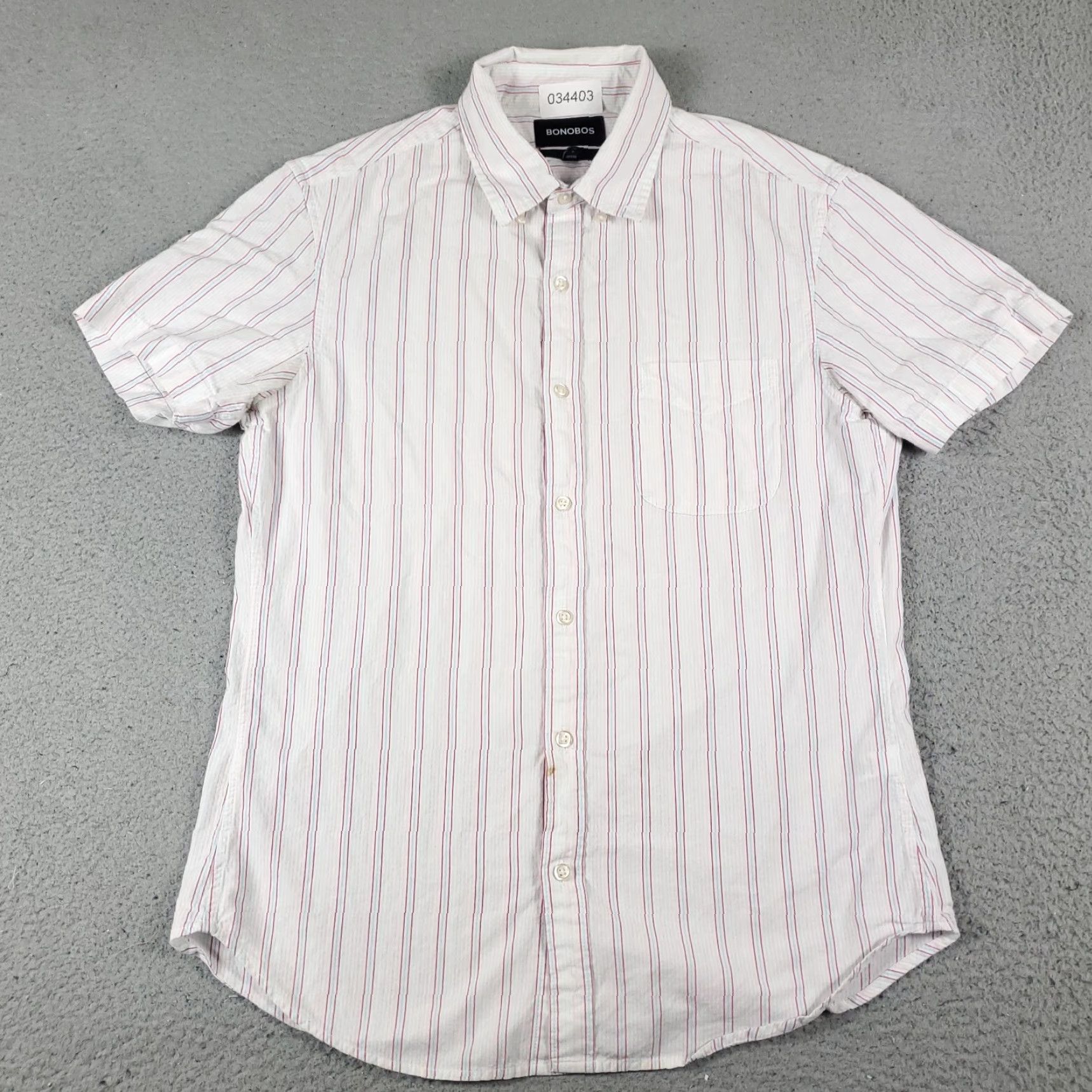Bonobos Bonobos Shirt Mens Medium Gray Striped Button-Up Short Sleeve Casual Business Formal Workwear Classic Preppy Mens Medium Gray Striped Bonobos Shirt Size US M / EU 48-50 / 2 - 2 Thumbnail